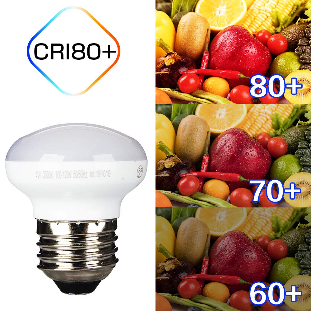 Haian Support E26 Base R14 Led Bulb, 4W Warm White, 4-Pack Curio Cabinet Light Bulbs