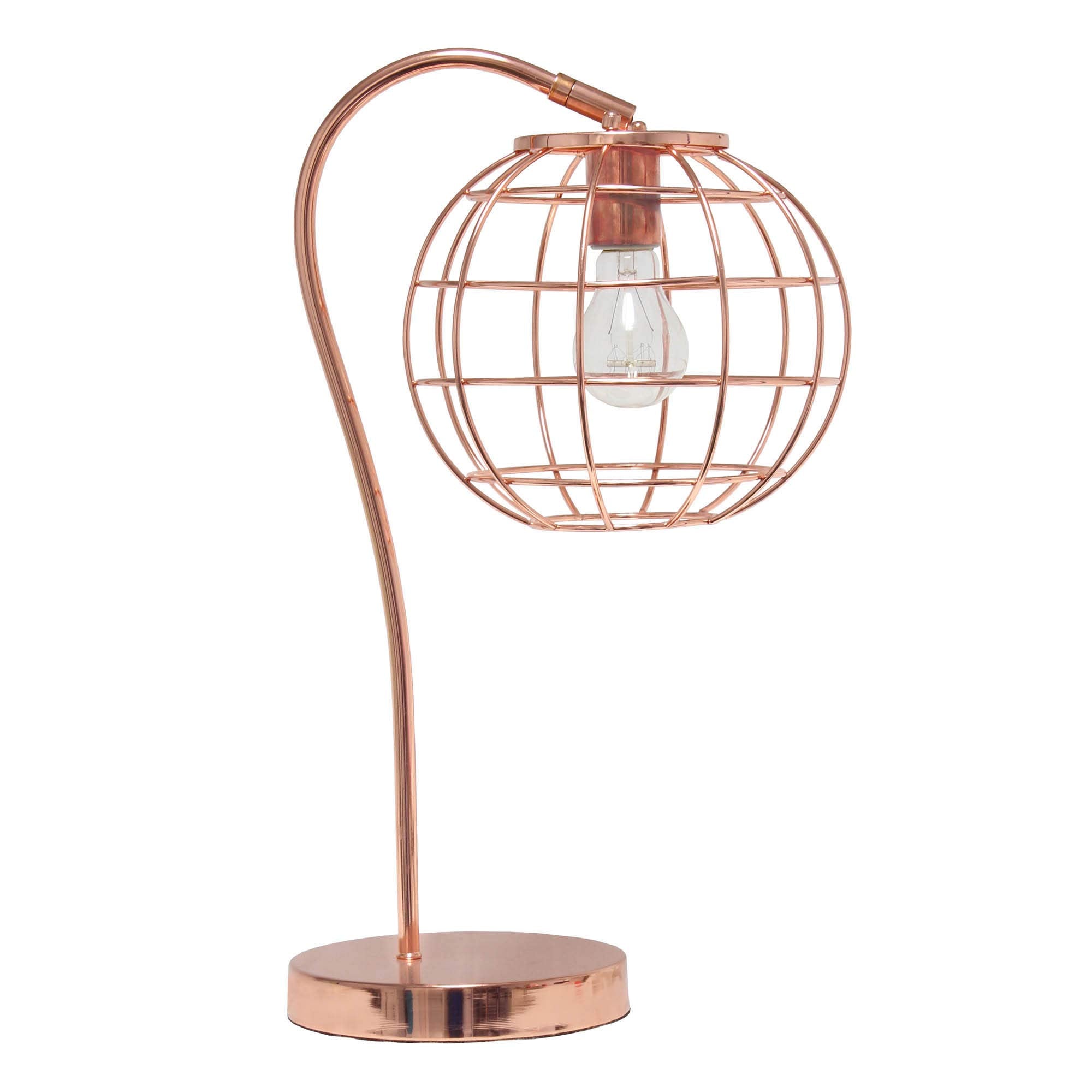 Lalia Home Rose Gold Arched Metal Cage Table Lamp, 20&quot; Decorative Lighting Fixture