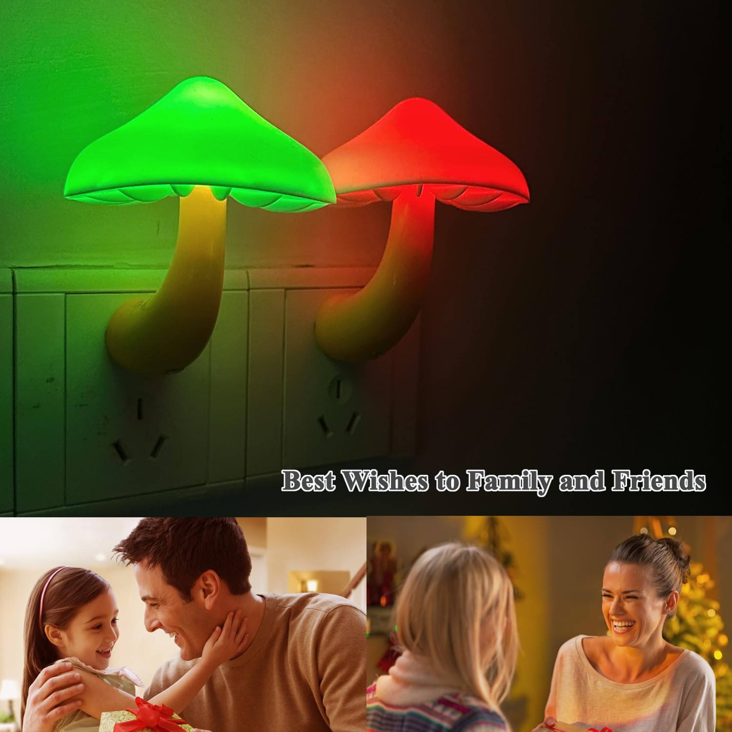 Kazgroth Color Changing Mushroom Night Light - RGB Plug-in Lamp for Kids & Adults, Cute Nursery Decor for Bedroom, Bathroom, Kitchen, Hallway
