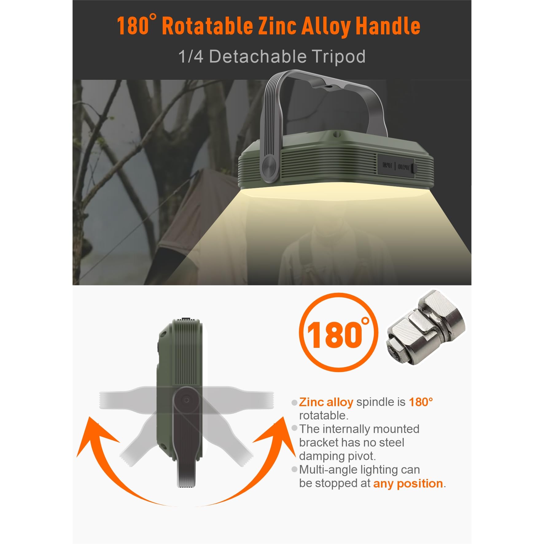 ASWAYKE 20000mAh Rechargeable LED Camping Lantern - 1600LM, QC3.0 22.5W, 4 - Color Switch, IPX5 Waterproof - Perfect for Camping