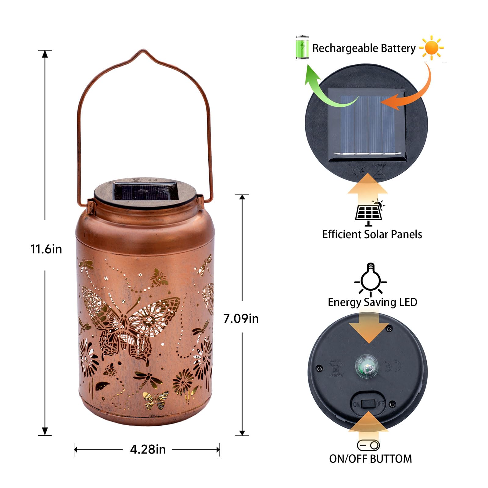 Butterfly Solar Lanterns Outdoor Waterproof Hanging Solar Lights Gifts For Women Metal Led Lantern Christmas Decorative Garden F