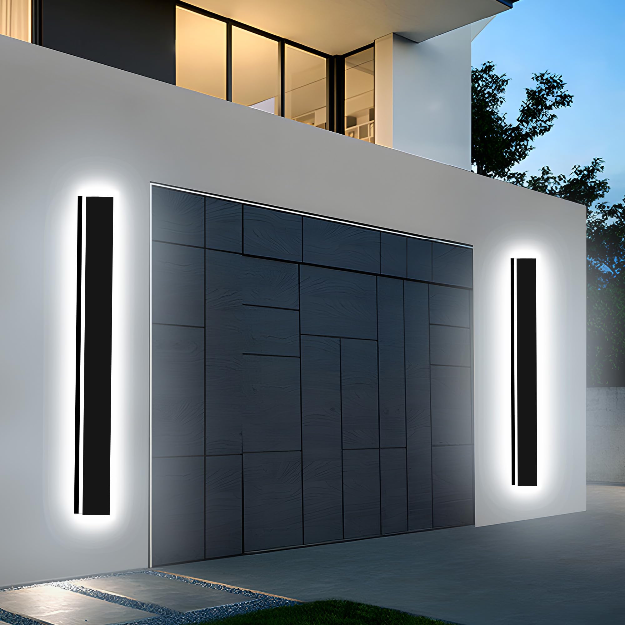 Levxhotty 39&quot; Dimmable Outdoor Wall Lights 2Pcs, Waterproof Ip65 Metal Sconces For Garage & Door
