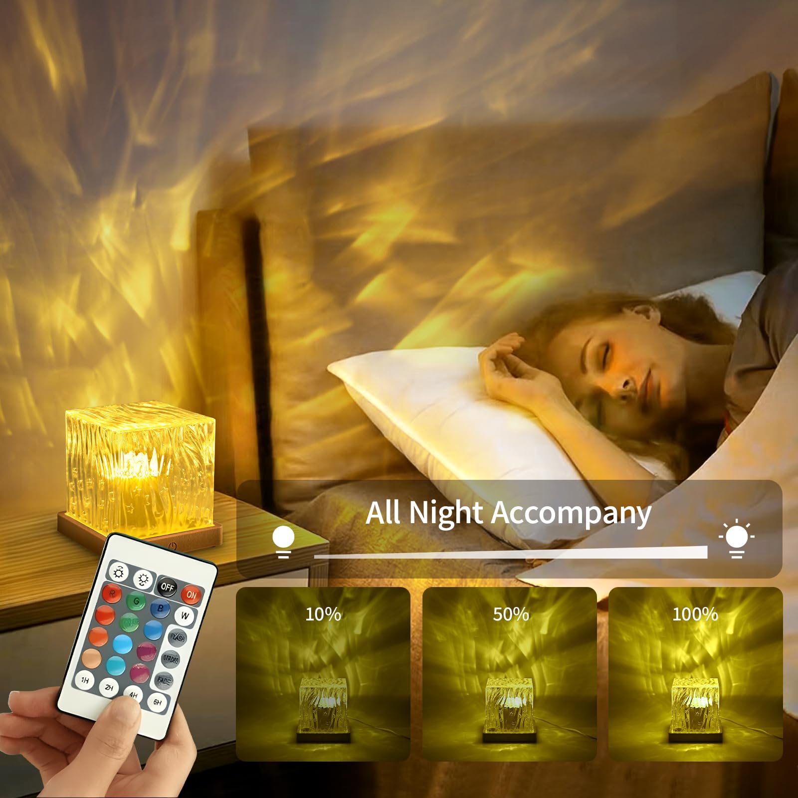 Pwwj Northern Lights Projector: 16 Color Gradual Changing Luminor Cube Lamp, This Crystal Lamp Serves As Both Ocean Wave Project