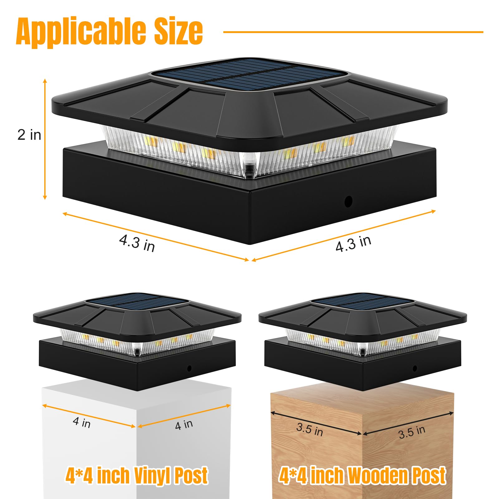 Flaow 4X4 Solar Post Cap Lights Outdoor [4 Pack Waterproof Ip65]  3 Lighting Modes For Fence Deck Patio Garden Decor  Dusk-To-Dawn Solar Powered Post Lights Fit 4X4 Wood/Vinyl