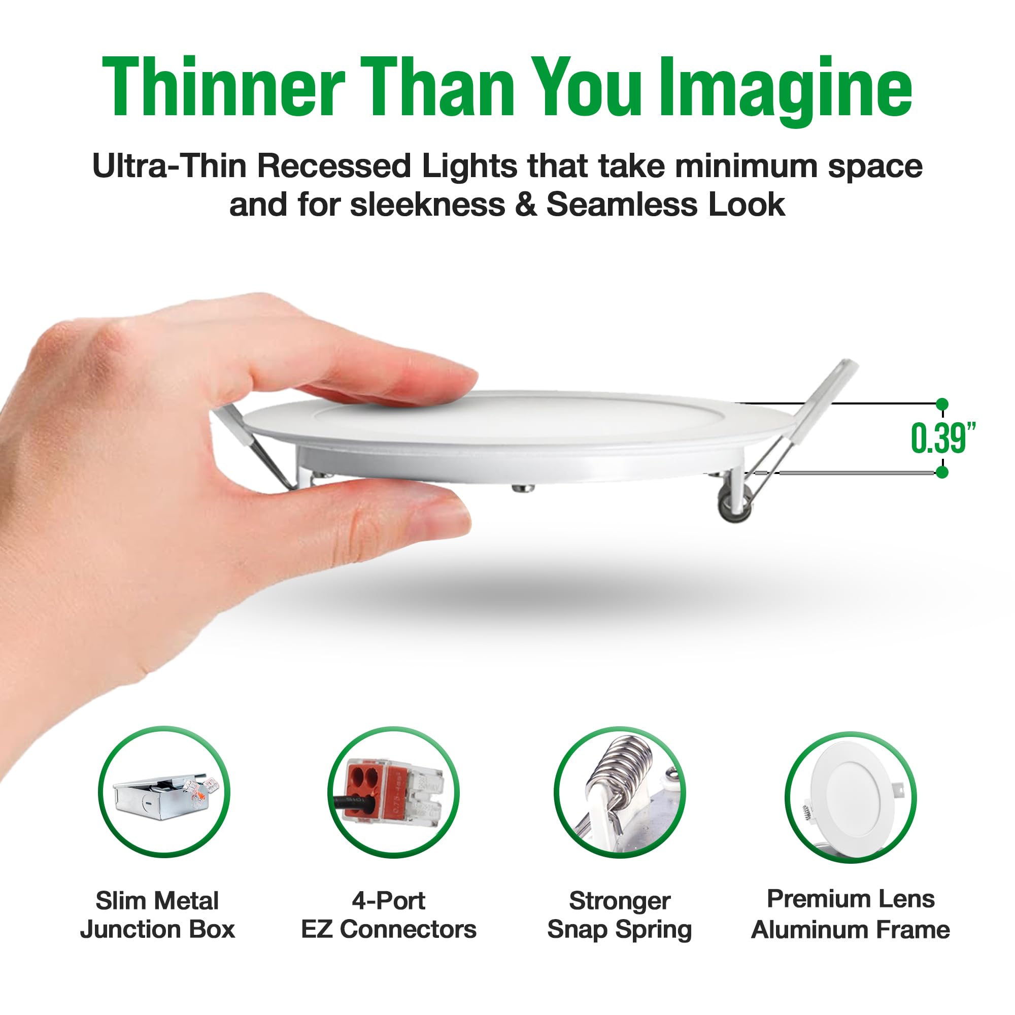 Qplus 24 Pack 4-Inch Ultra Thin Led Recessed Light With Junction Box, 3000K Warm White, Dimmable, Ic Rated, 10W = 75W, 750 Lumens, Etl, Energy Star, Csa Approved