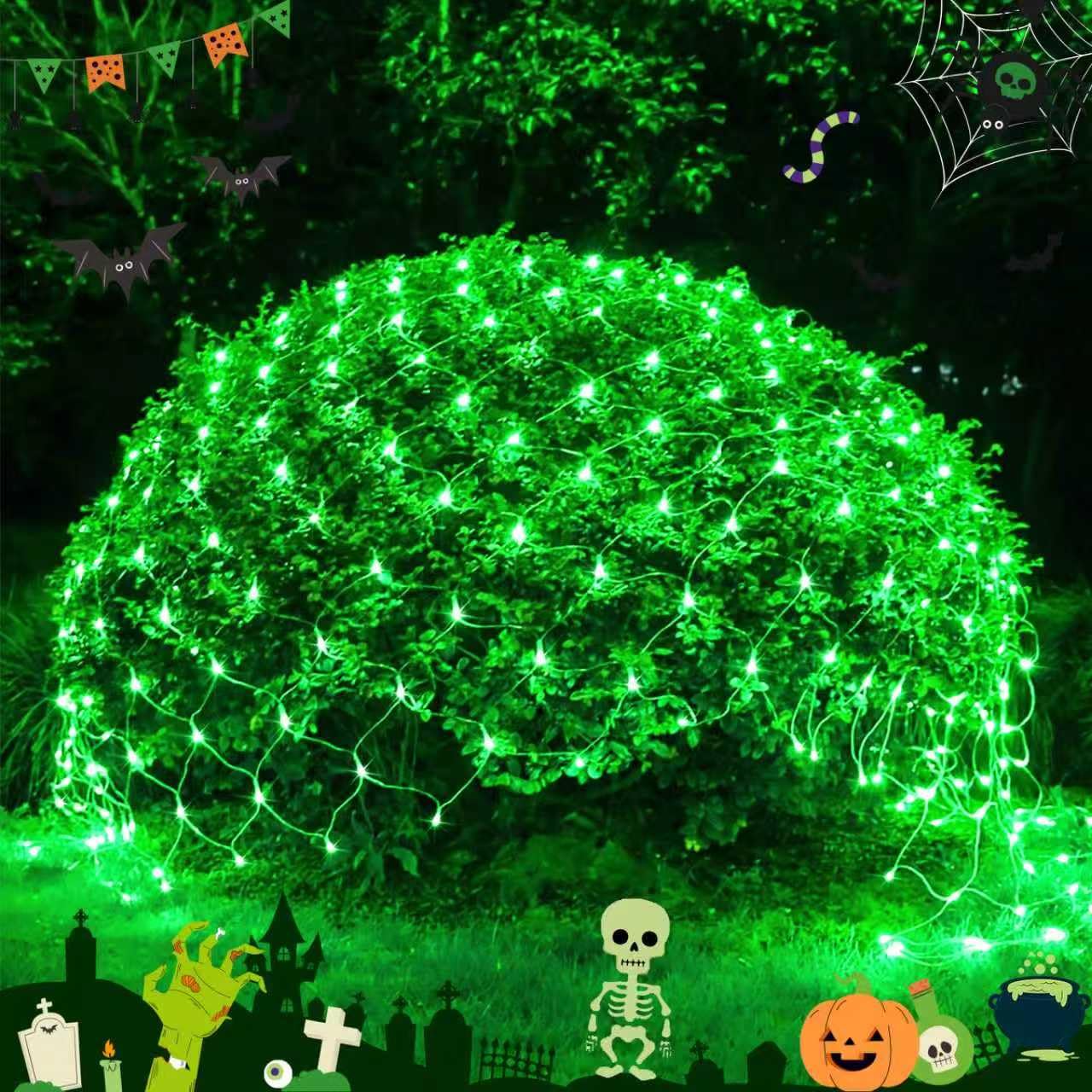 JMEXSUSS 200 LED Green Net Lights, 9.8ft x 6.6ft Outdoor Christmas Lights, Model EXS-N-0200, Plastic Material