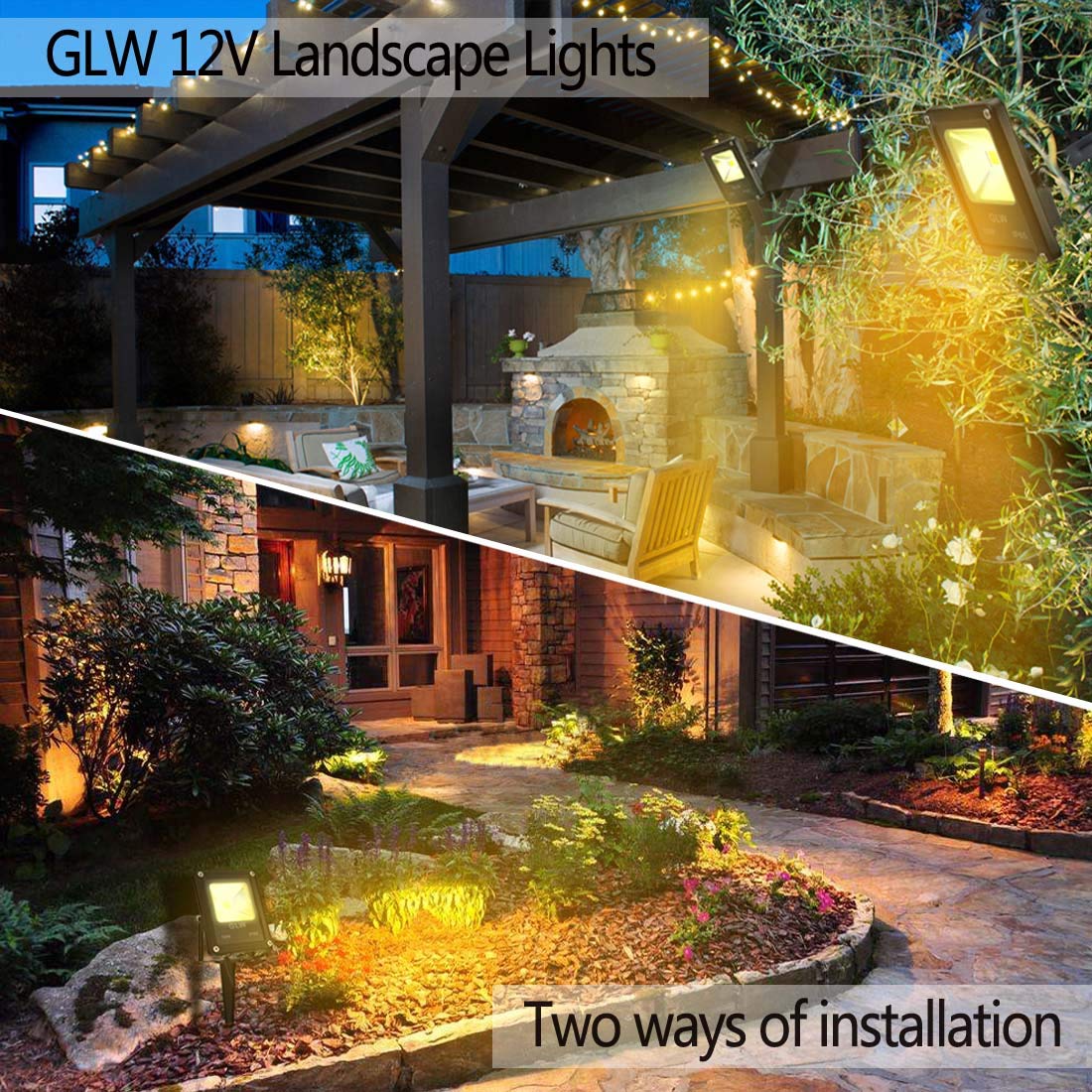 GLW 10W Low Voltage Landscape Lights - 12V Waterproof Outdoor Spotlights, 3000K Warm White, 8 Pack, Metal Aluminum