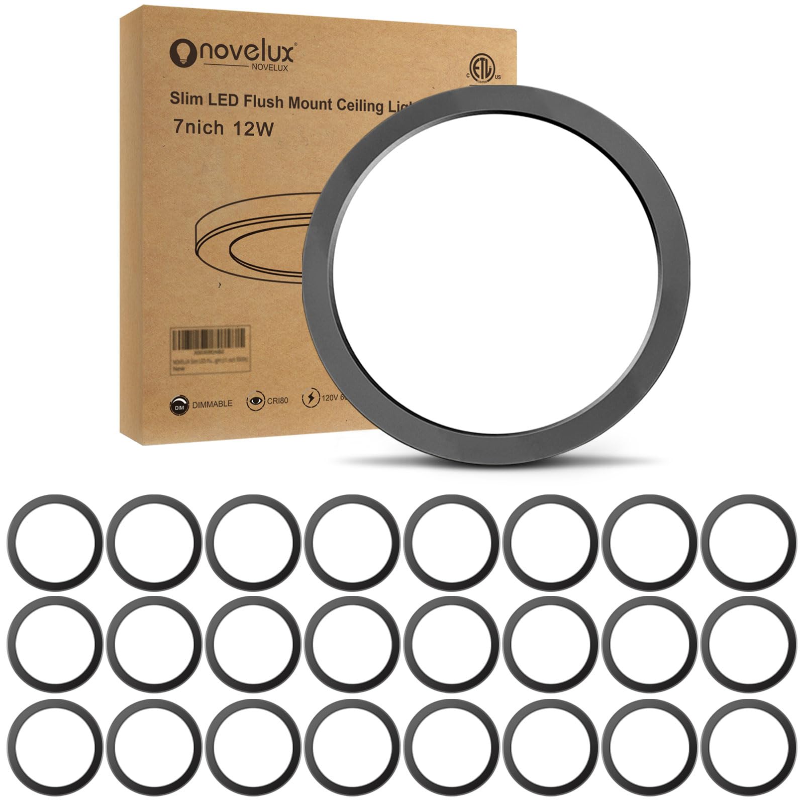 NOVELUX 7 inch Flush Mount LED Ceiling Light Dimmable Ultra Slim 0.63'' Thick Round Flat Ceiling Light 5000K Daylight Surface Mo