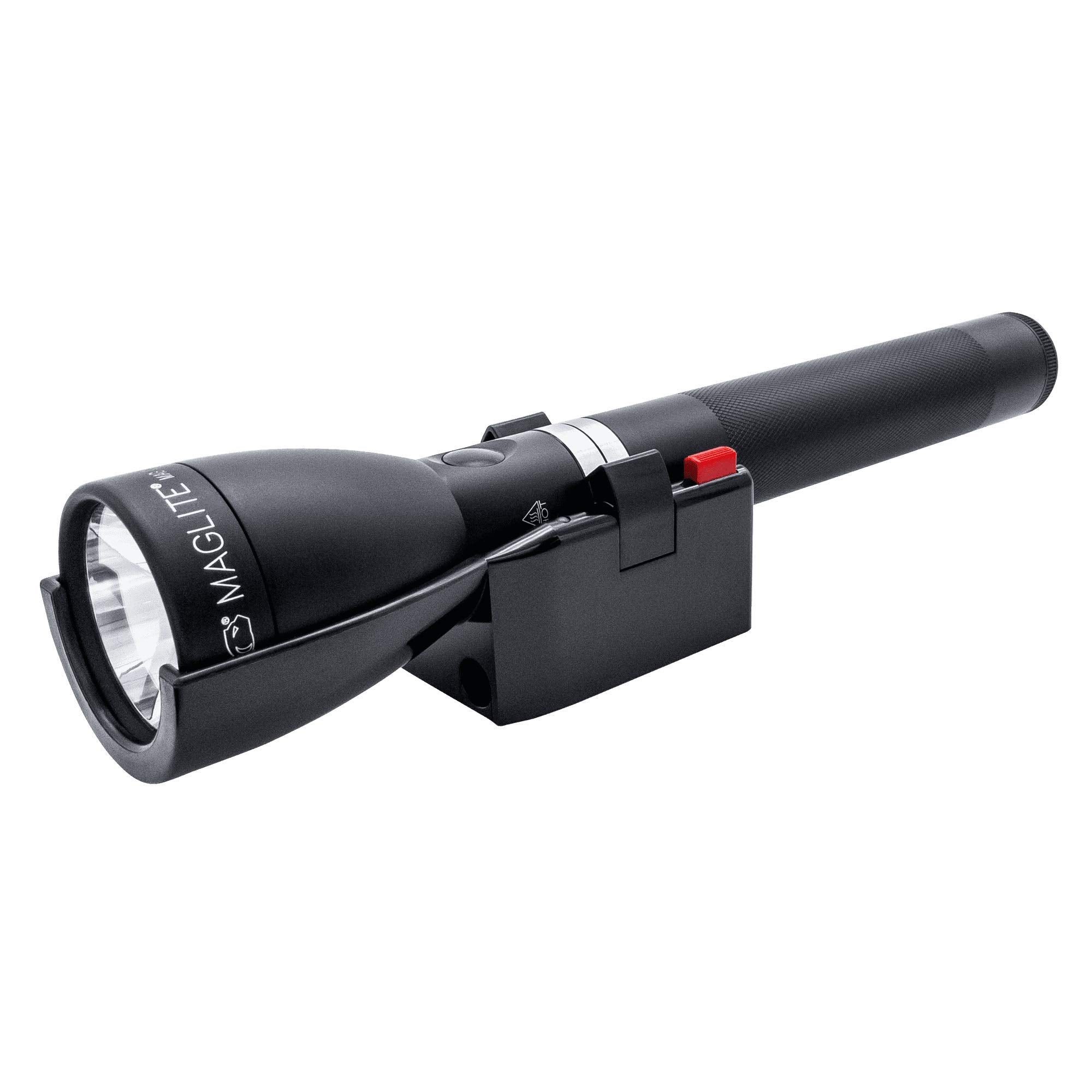 MagLite Rechargeable LED Flashlight ML150LRX-1019, 10.7" Aluminum, Black, 12V DC Adapter/120V AC Converter