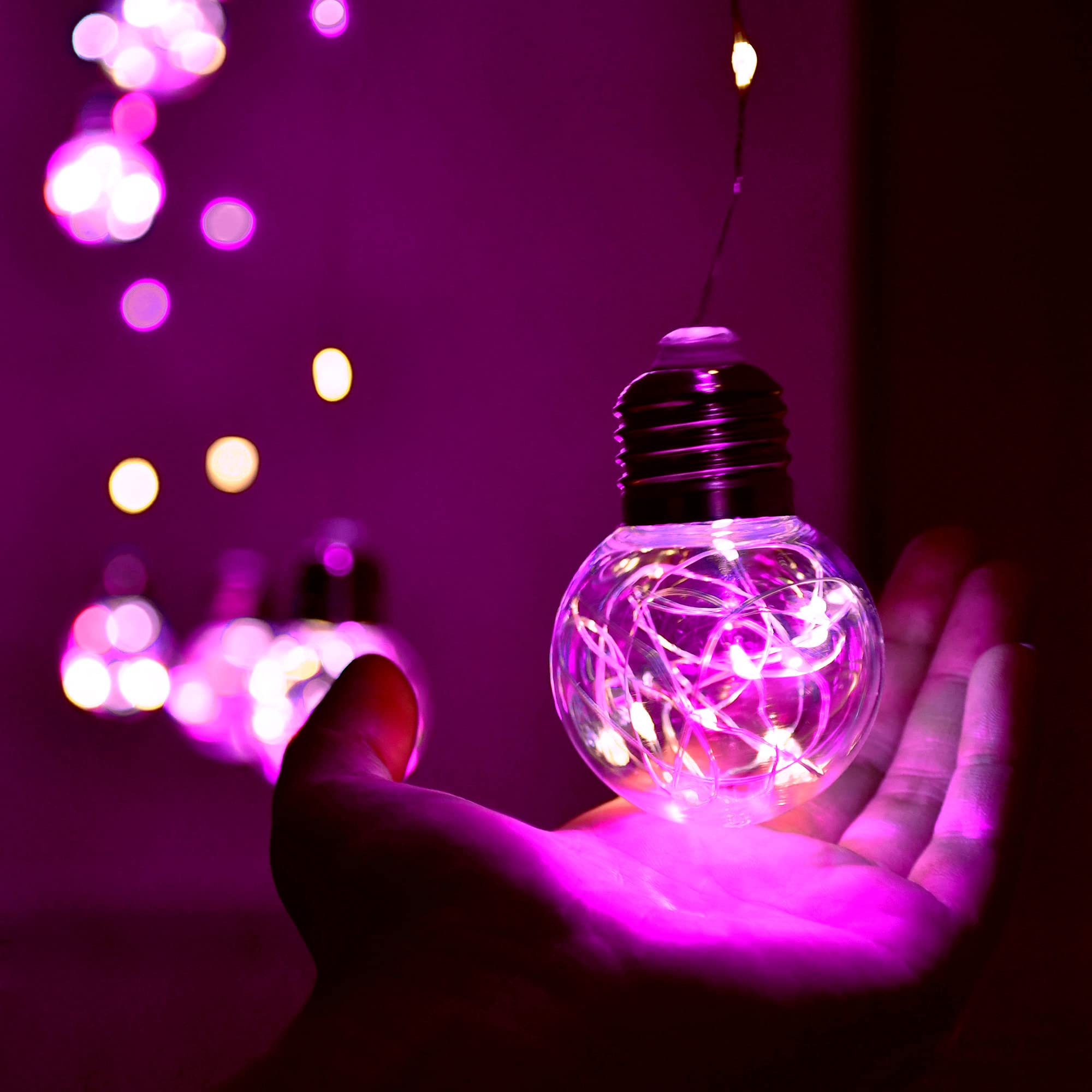 Yolight Wishing Ball Curtain Lights 200 Led Window Curtain String Lights With Remote, Usb Battery Powered Twinkle Globe Fairy Lights For Wedding Party Bedroom Christmas Decoration (Pink)