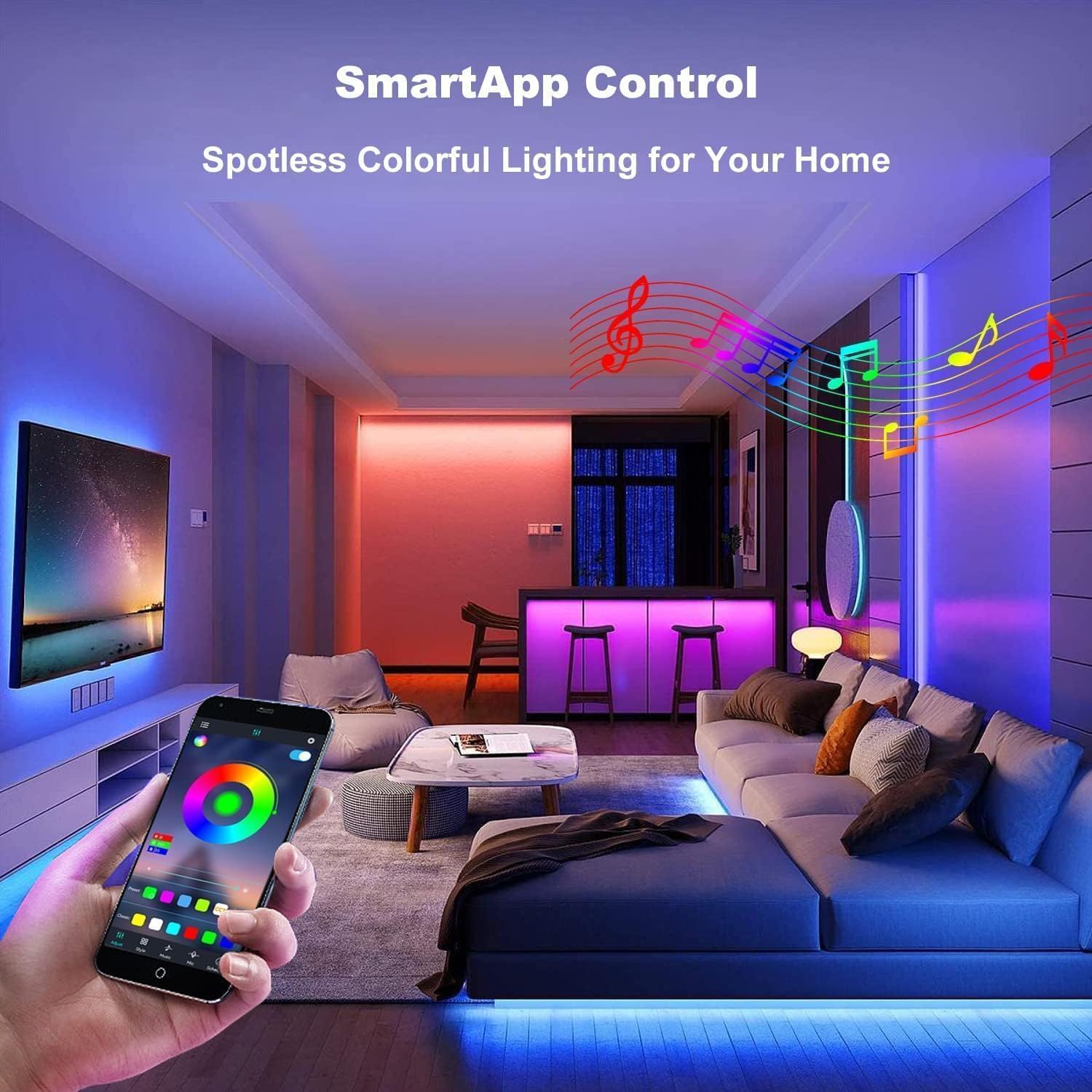 Phopollo Bluetooth 24V Led Strip Lights 300Ft (3 Rolls Of 100Ft)  Color Changing Led Lights For Bedroom  Kitchen Decor  App Control And Music Sync
