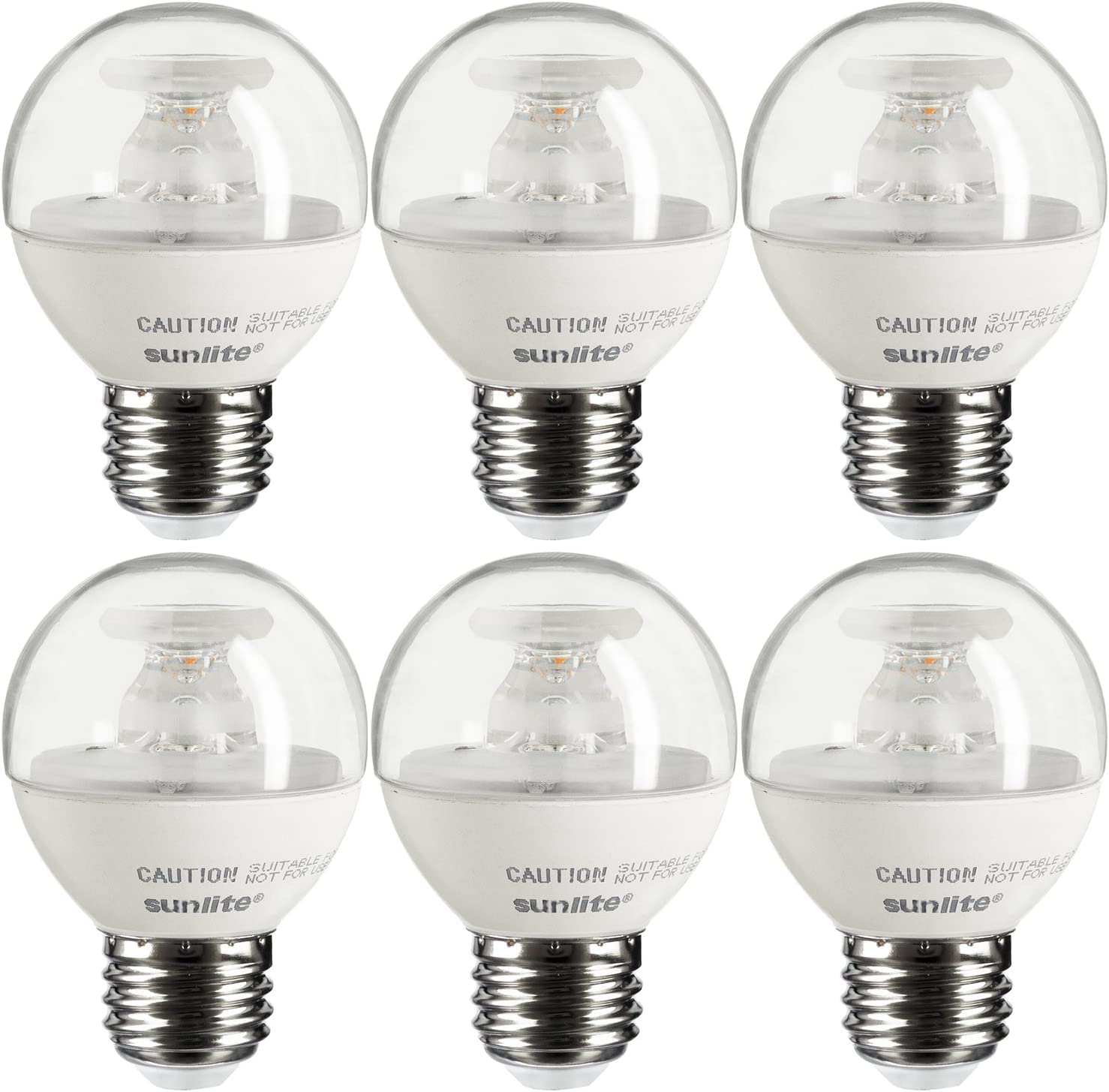 Sunlite G16 LED Dimmable Decorative Globe Vanity Light Bulbs, Clear, 5W (40W Equiv.), 350 Lumens, Medium E26 Base, Mirror Lights