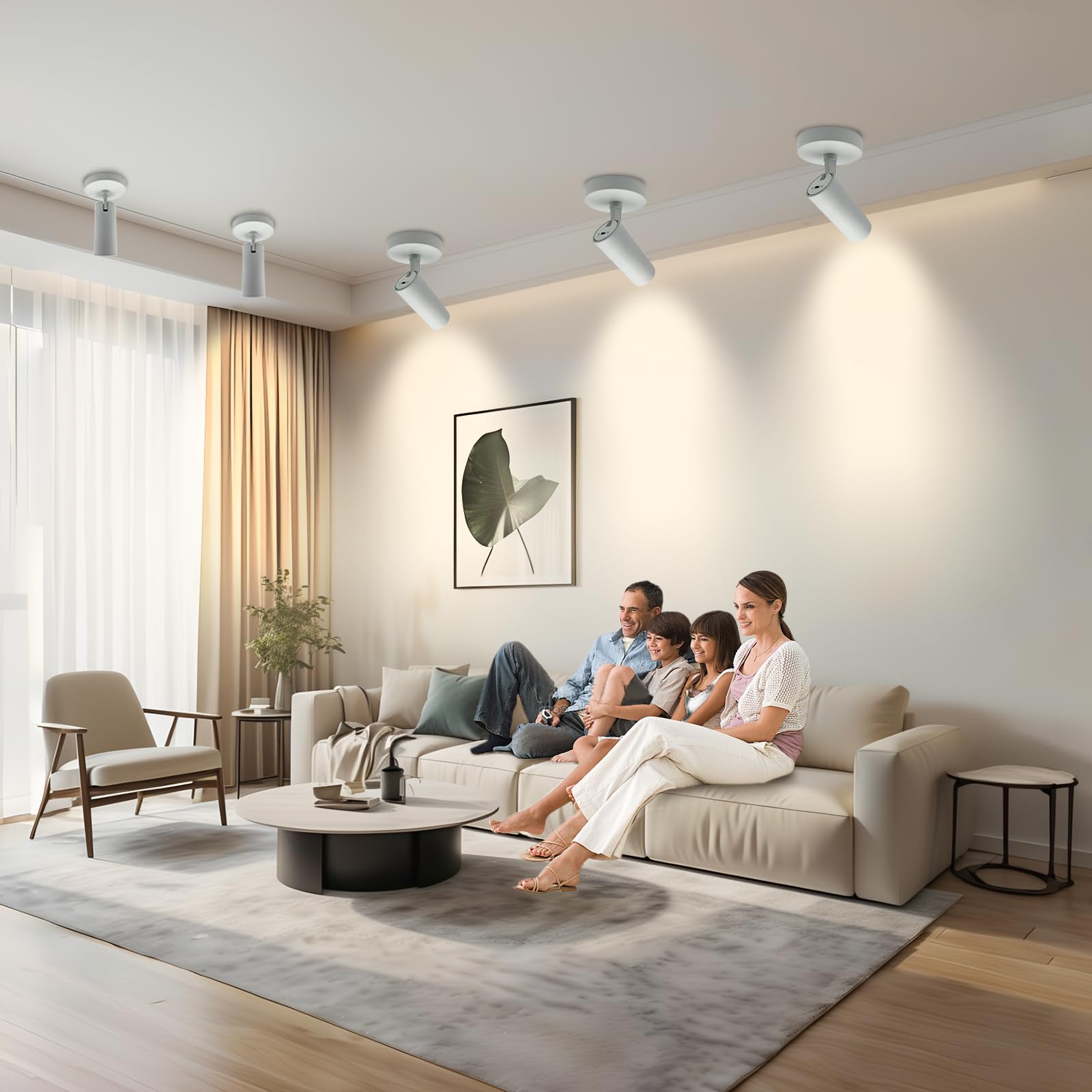Jarlstar Led Ceiling Spotlight 5Cct 2700K/3000K/3500K/4000K/6000K Selectable Dimmable Spot Light Indoor Adjustable Flush Mount Lights Fixture 12W Cri 90+  White  4 Pack Tilt Angle Accent Lighting