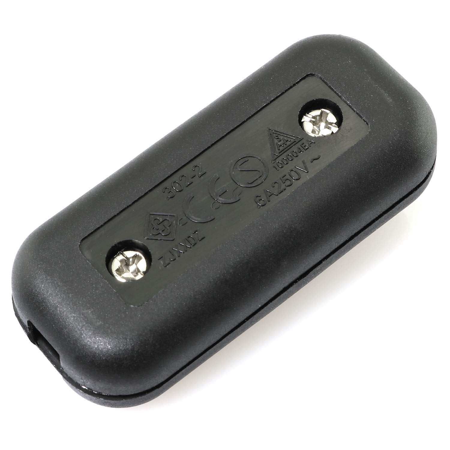 E-Outstanding Inline Cord Switch On/Off Black Button Feed Cord Switch For Table Lamp Desk Light Bed Lamp 6A 250V