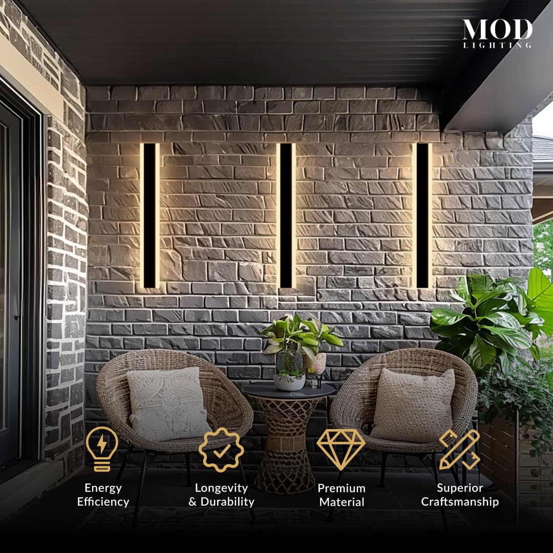 ?????? ???????????????? Haylen | Waterproof Outdoor Wall Light, Led Dimmable With Remote 3000K-6000K, Long Outdoor Porch Lights, Wired Lighting Fixture, Patio Exterior Wall Sconce, 1-Pack (Black, 24")