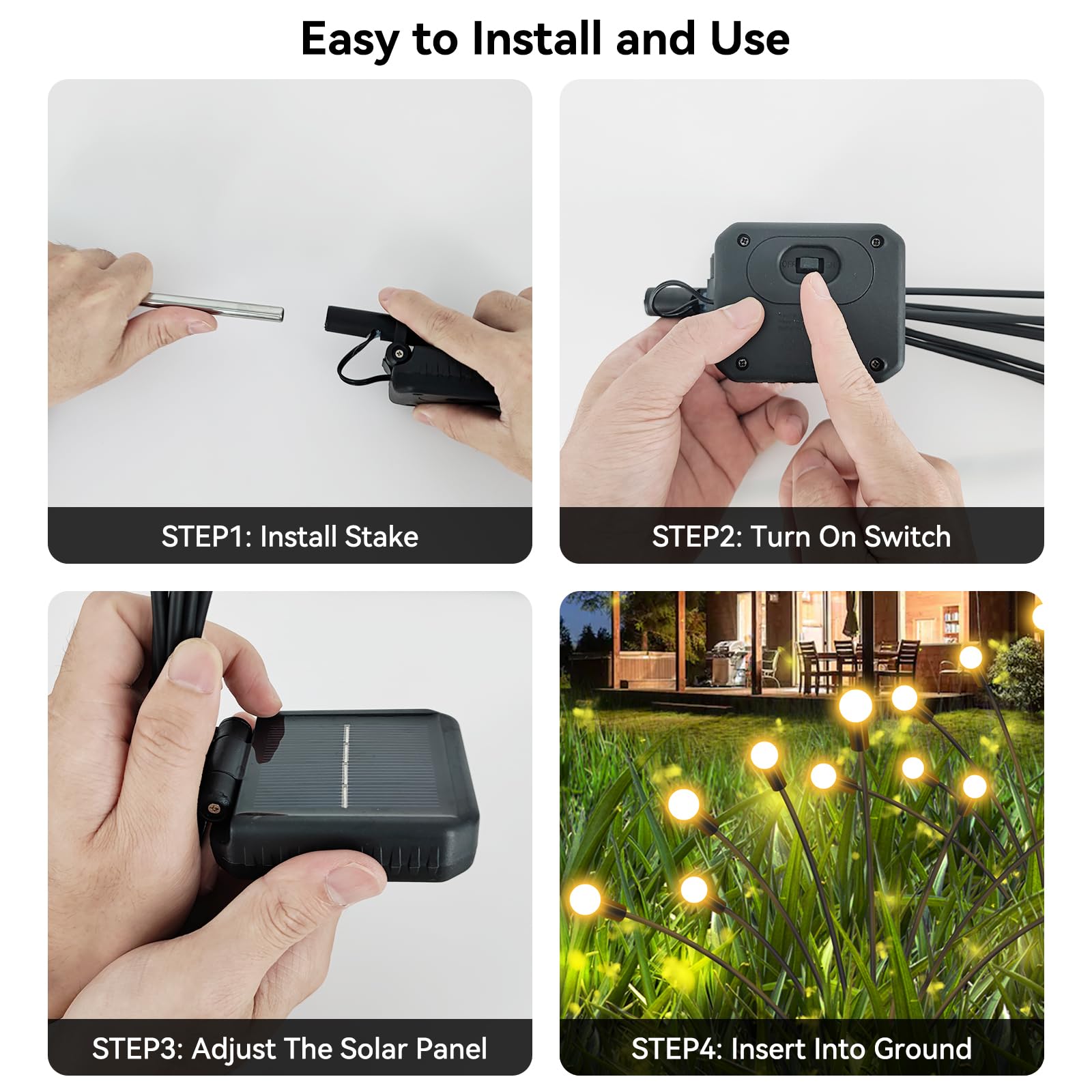 Yshengmian Solar Garden Lights Outdoor Waterproof, 6 Pack 48 Led Decorative Swaying Lights, Solar Firefly Light Outdoor Decor Fo