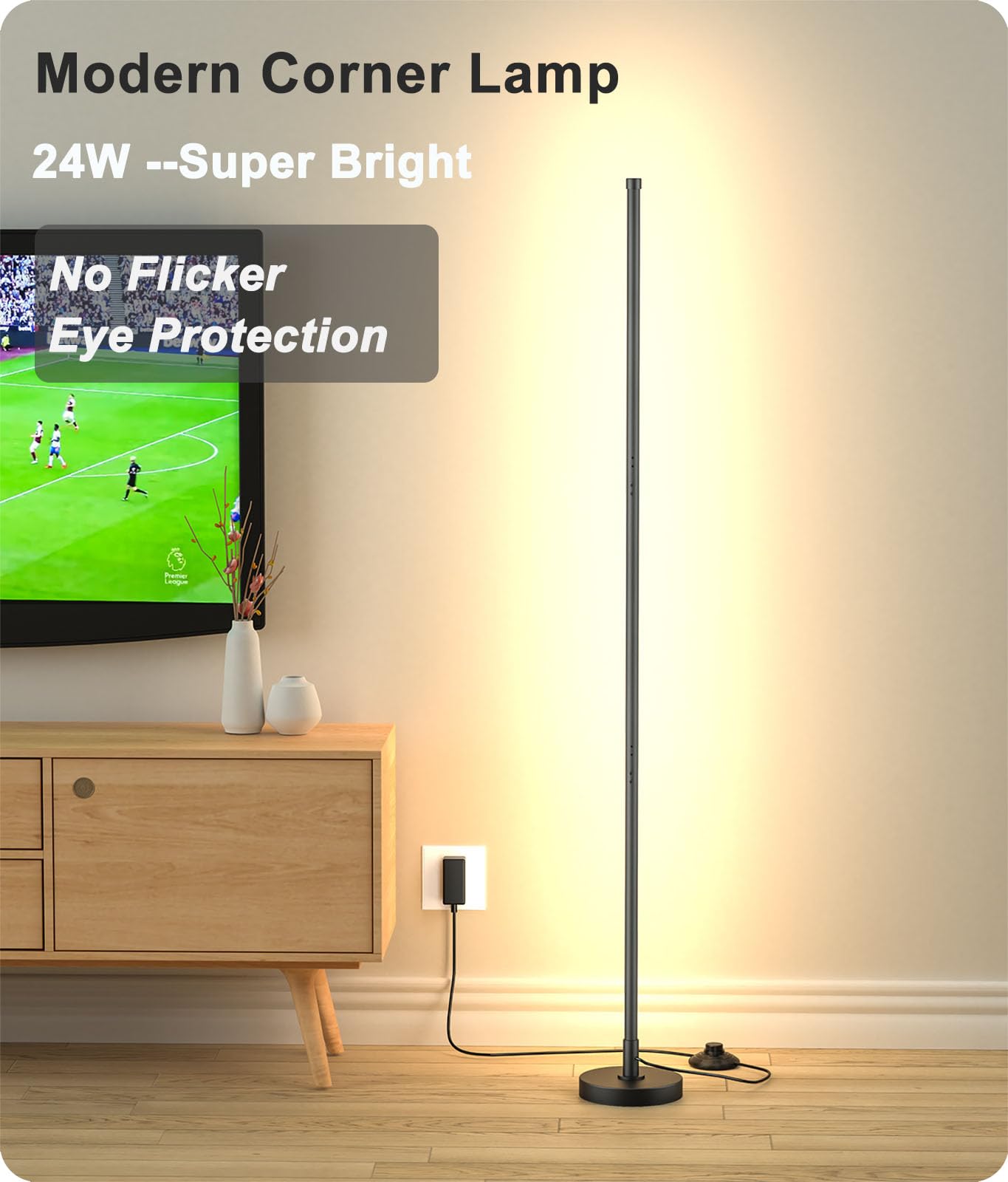 Mudodi Corner Floor Lamp, Minimalist Led Floor Lamp With Remote Control, Dimmable Corner Light,Floor Lamps For Living Room, Bedr