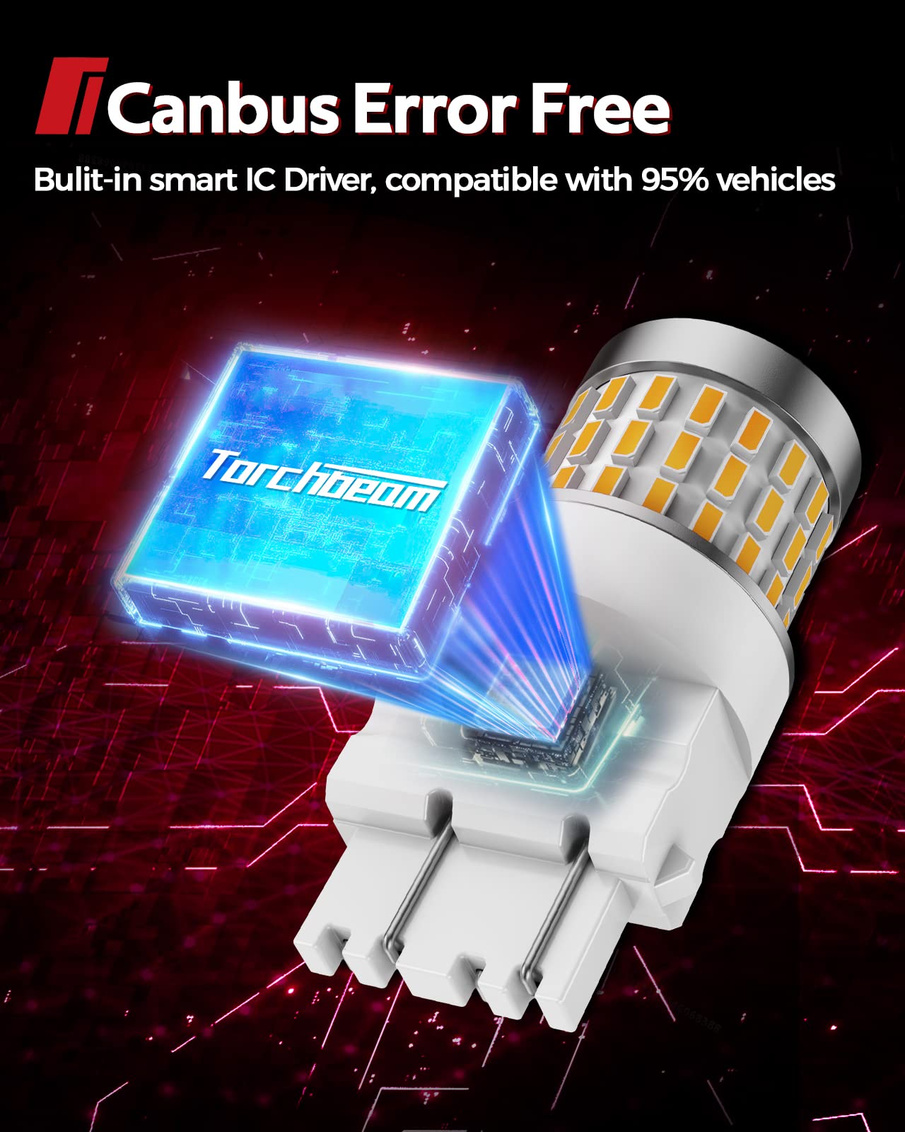 Torchbeam 3157 Led Bulbs, Led Turn Signal Lights Bulbs, Yellow Amber 300% Brighter 3156 3056 4057 4157 Led Bulb With Projector For Parking Side Marker Brake Blinker Lights, Pack Of 2