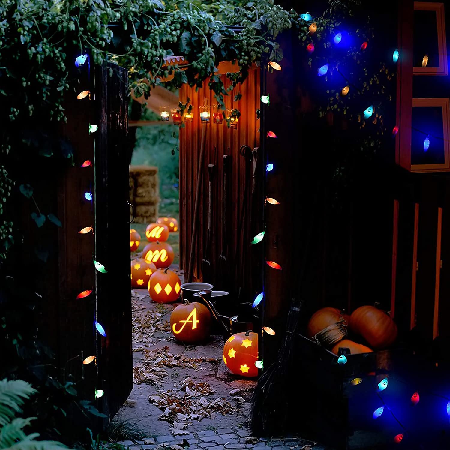 Jmexsuss 30 Led Halloween String Lights, Battery Operated Ghost String Lights, Colorful Indoor Halloween Lights For Outdoor Party Porch Fireplace Halloween Decorations (Multicolor)