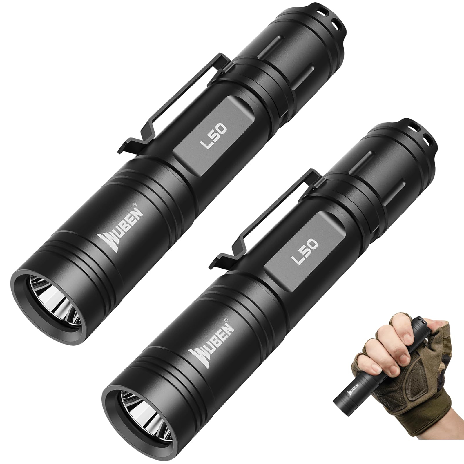 WUBEN L50 LED Flashlight Rechargeable, 1200 High Lumens Flash Light, Tactical Flashlight IP68 Waterproof with 5 Mode, EDC Handhe