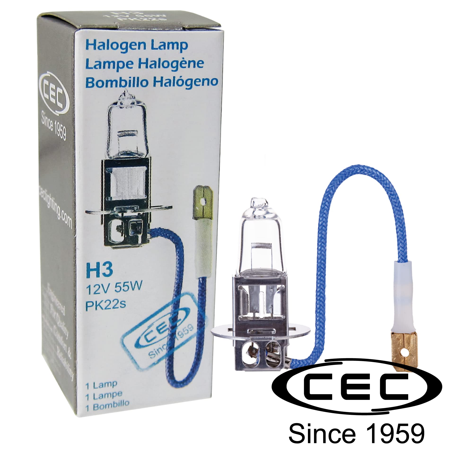 CEC H3 55W Halogen Fog Headlights Automotive Headlamp 2-Pack Clear White Model 43160-224724