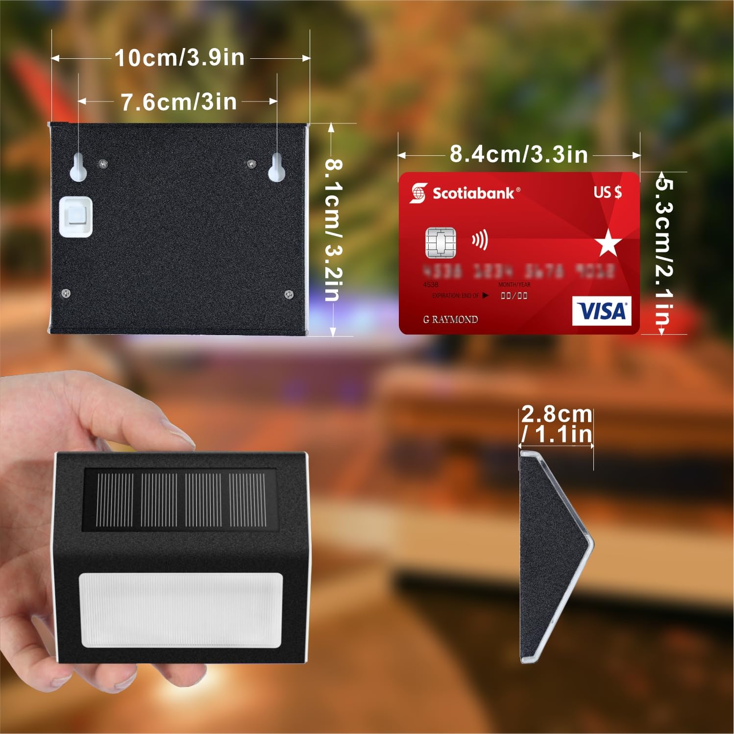 Xlux Solar Lights For Steps Decks Pathway Yard Stairs Fences, Led Lamp, Rainproof, Black Metal Housing, 2 Pack(Warm Light)