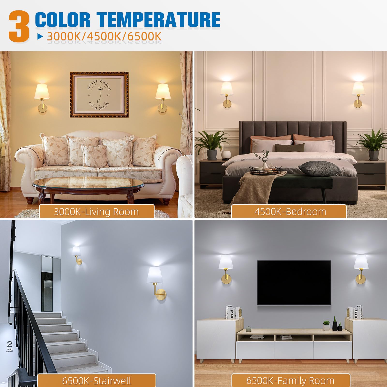 NIORSUN Wall Sconce Set of 2, 13.8 inch Gold Battery Operated Lights, Dimmable Detachable Bulbs, Remote, Model SW022