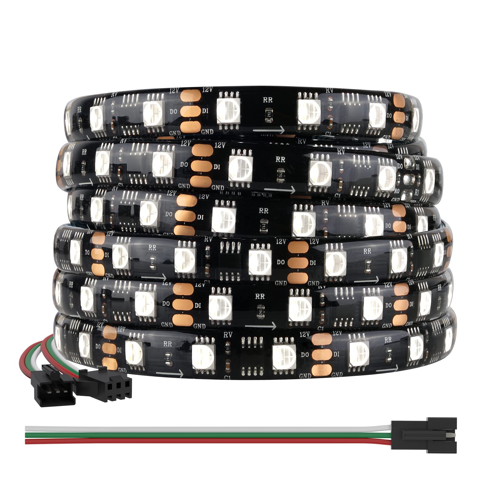 BTF-LIGHTING WS2814 IC RGBW RGB+Cool White (Similar WS2812B) Addressable DC12V 16.4FT 60LED/m 20pixel/m Flexible 4 Colors in 1 D