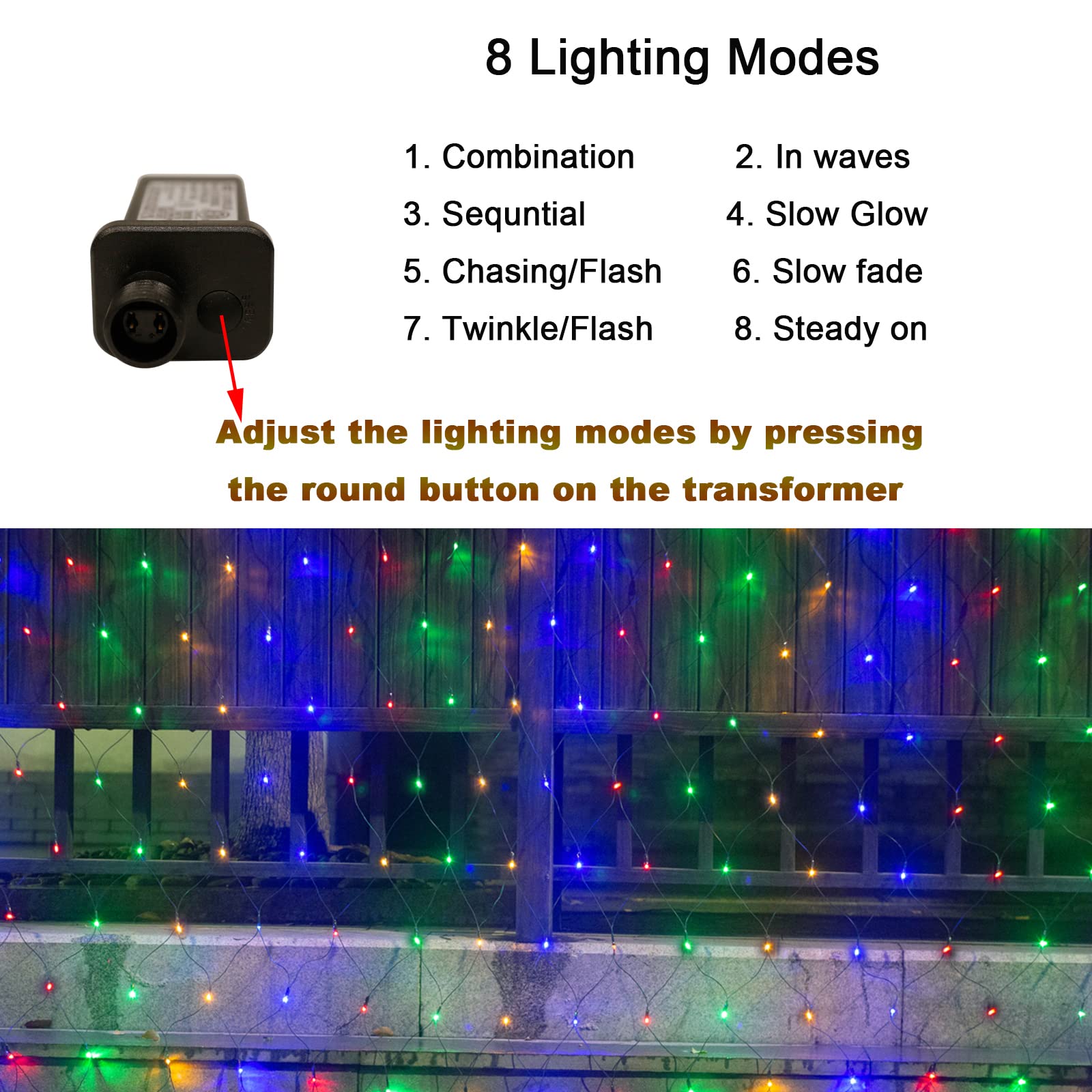 Oycbuzo 300 Led Christmas Net Lights, 14.8Ft X 5Ft 8 Modes, Tree Warp Mesh Light Plug In, Waterproof Hanging Decorative Netting