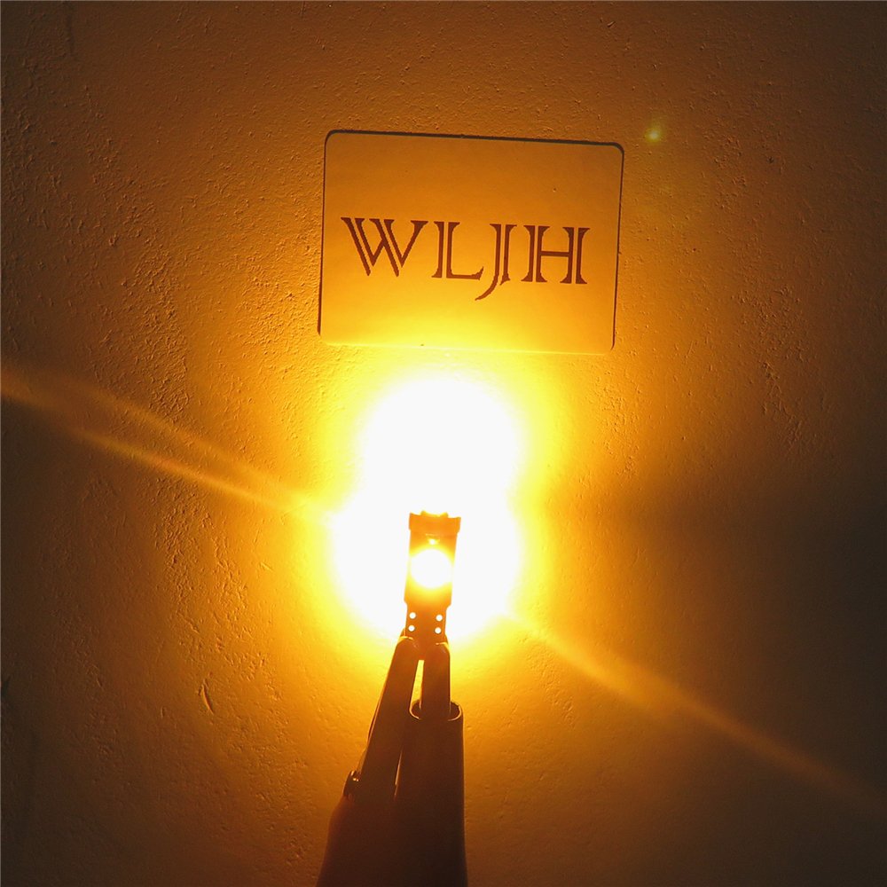 Wljh 10 Pack Yellow Canbus T5 Led Bulb 2721 37 74 Wedge Lamp Pc74 Twist Sockets Dash Dashboard Lights Instrument Panel Cluster Leds Replacement