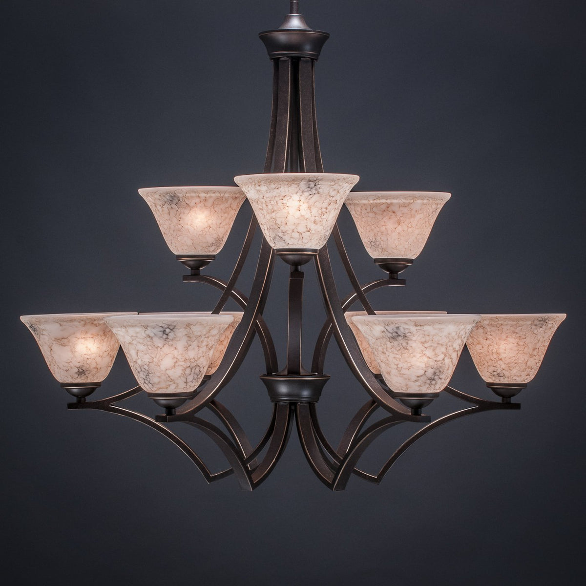 Toltec Lighting Zilo 9 Light Chandelier in Dark Granite (569-DG-508)