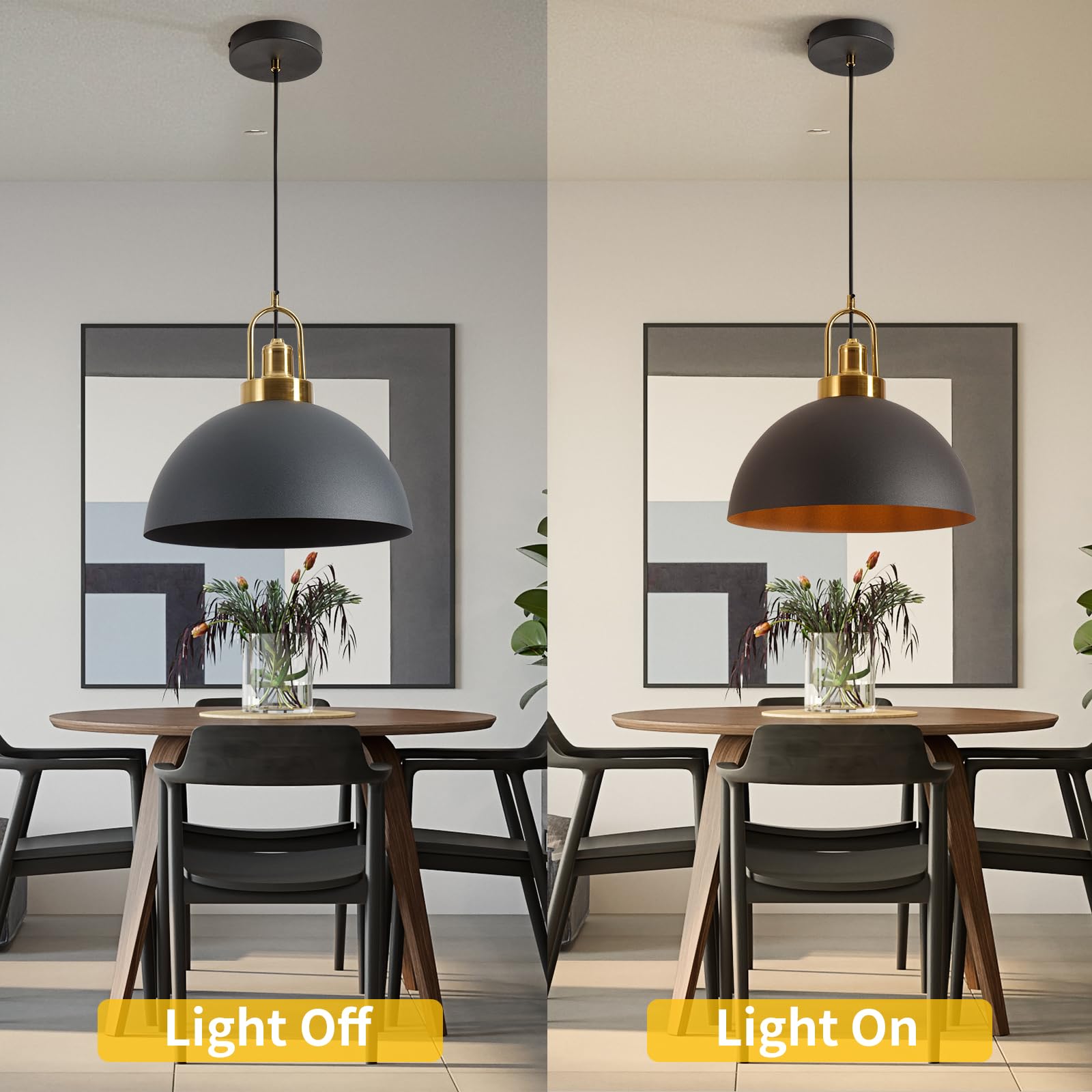 Yhanfengcy Modern Industrial Black Pendant Light - 13.58 Inch Diameter Pendant Light- 78.74 Inch Wire Length Perfect For Kitchen