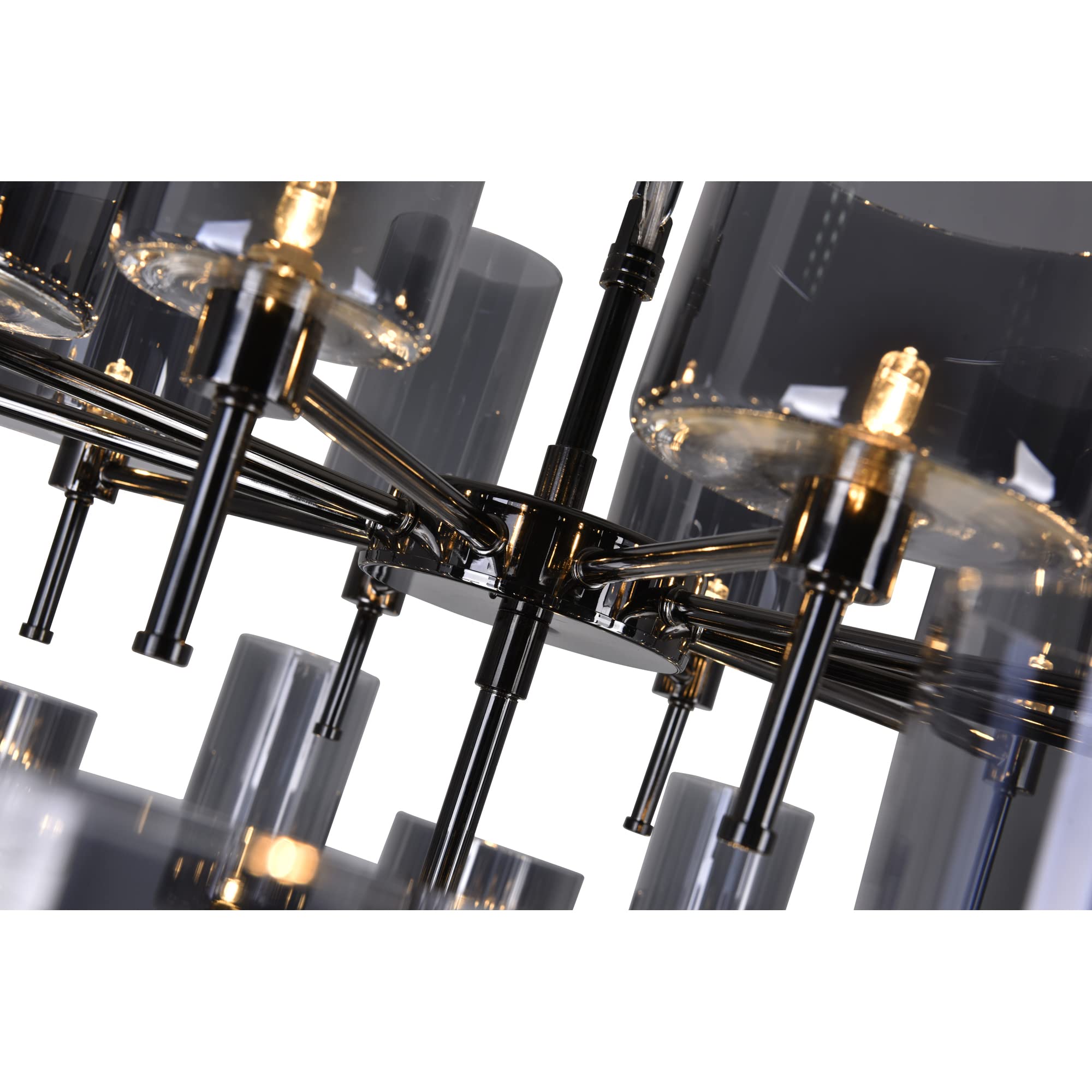 CWI Lighting Montoya 30 Light Up Contemporary Metal Chandelier in Black