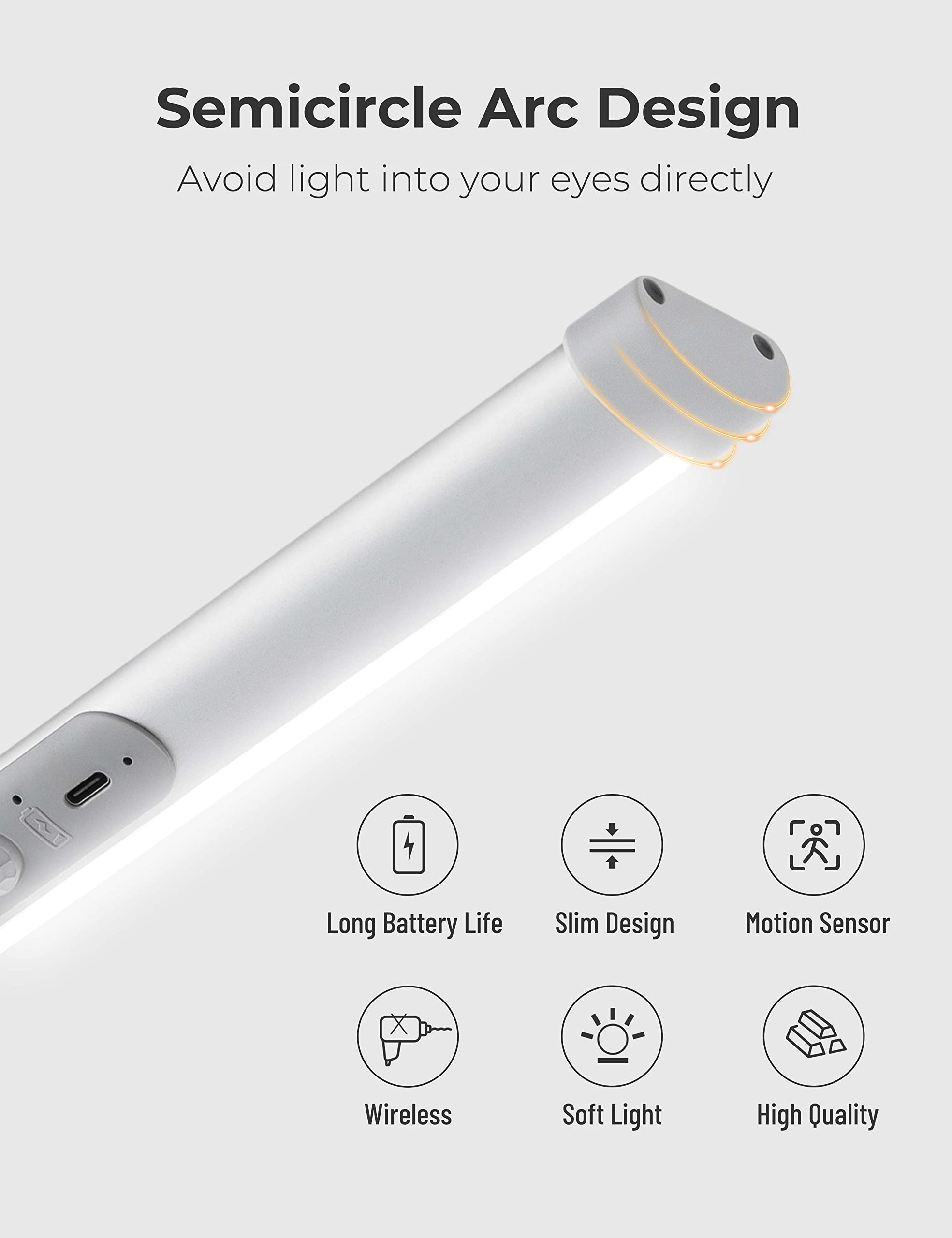 Joyzy 2 Pack Automatic Motion Sensor LED Night Light, 100 Lumen, 6000K, White, Ideal for Closet, Pantry, Cabinet