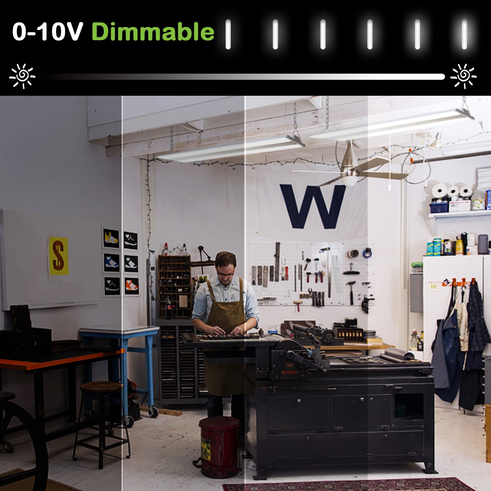 Hykolity 4 Pack 2Ft Led Linear High Bay Shop Light, 150W Led Shop Light, 19500Lm 130Lm/W, 100-277V, 0-10V Dim, 5000K Daylight Li