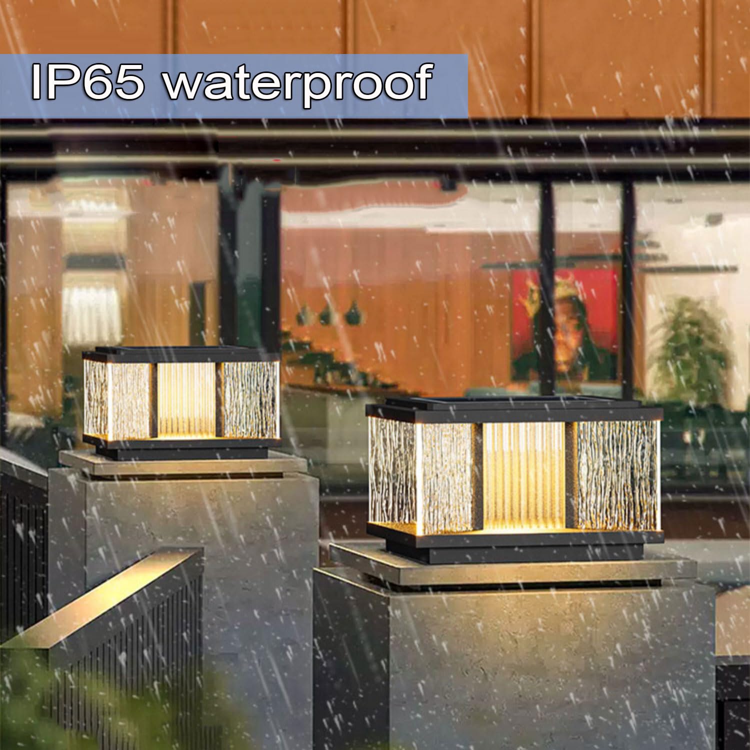 Dahgeo Solar Outdoor Post Lights - Waterproof Stainless Steel Landscape Pillar Lamps, 1 Pack