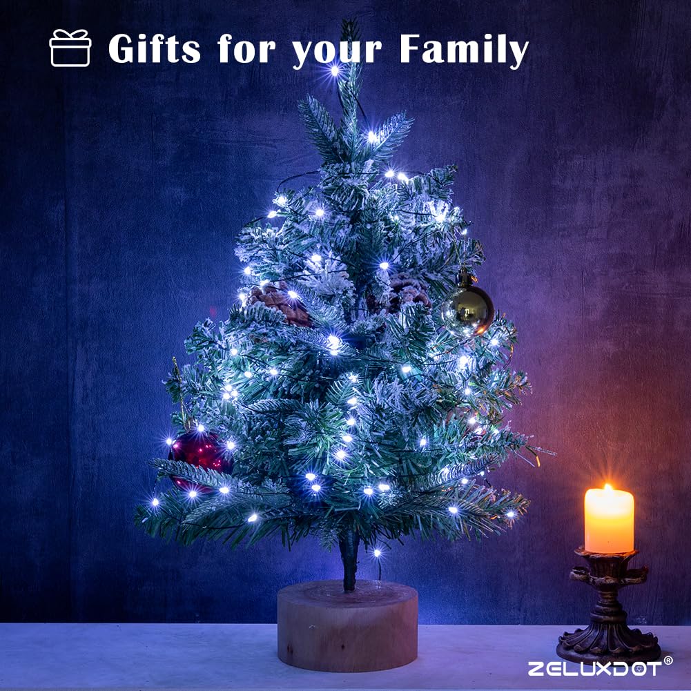Zeluxdot Fairy Lights Plug In,400Ft 1200 Leds Waterproof String Lights,Green Copper Wire,Twinkle Light With 8 Modes Remote For I