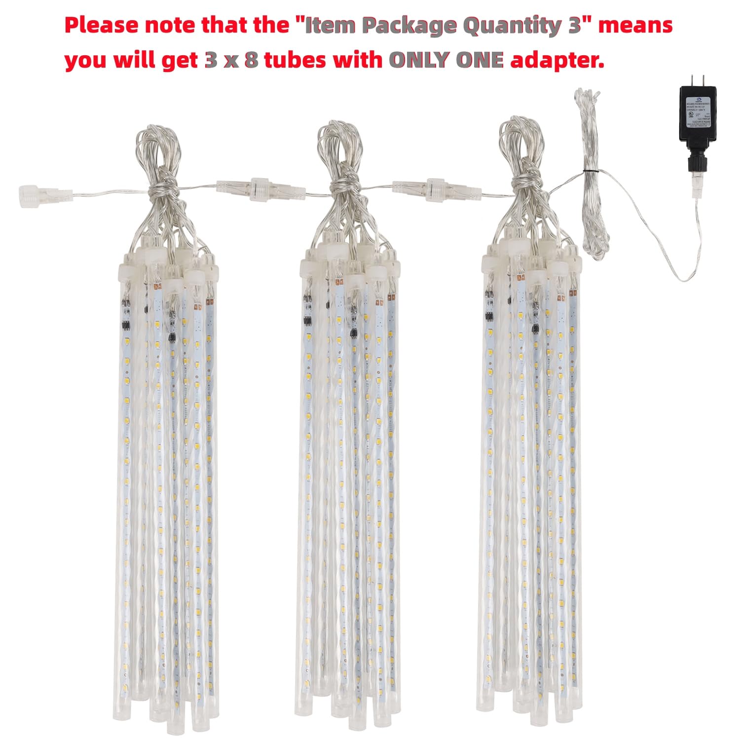 LJLNION 24 Tubes Meteor Shower Lights, 864 LED, Red & Green, 12 Inch Christmas Icicle Decor, Connectable Raindrop for Holiday Parties