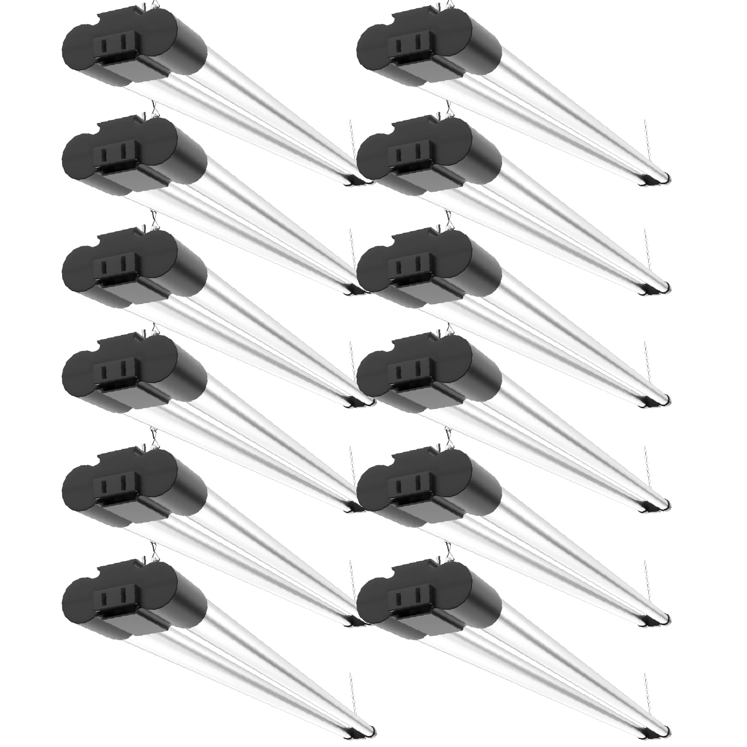 Sunco 12 Pack Linkable LED Shop Light, 4500 LM, 5000K, 4 FT, Black, Model SH_F-BK-40W-5K-12PK