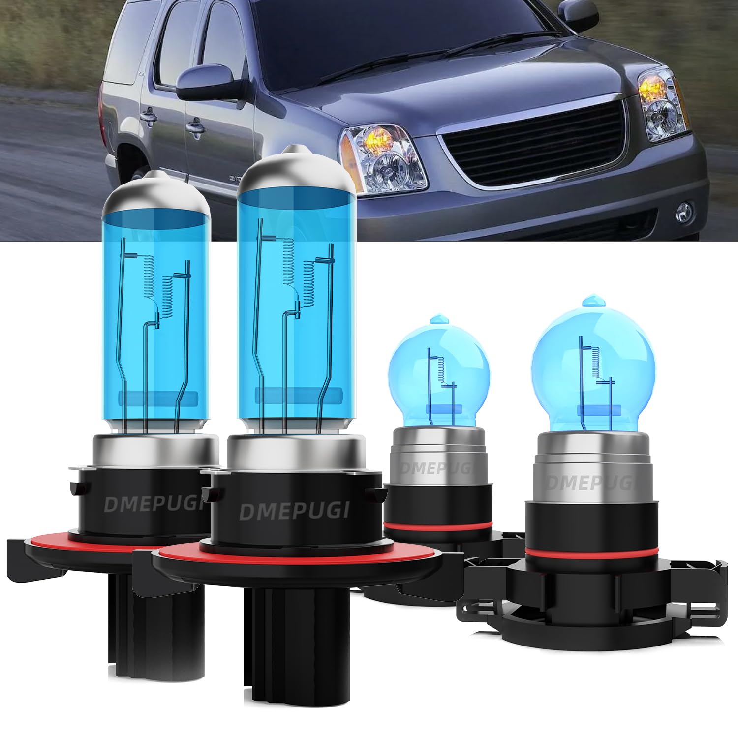 DMEPUGI Headlight Bulbs Compatible With GMC Yukon 2007-2014 halogen Headlight Bulbs Front Bulb Light halogens, 9008/H13 High/Low