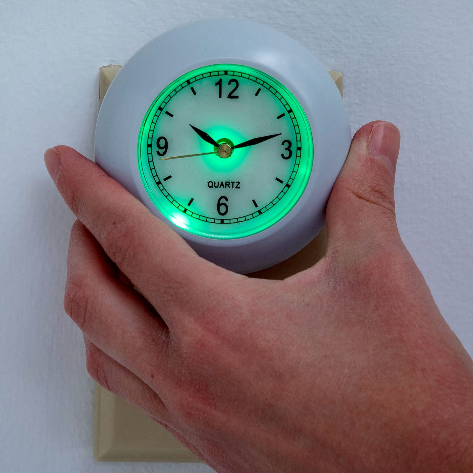 Bits And Pieces - Nighttime Glow Clock - Glow-In-The-Dark Outlet Clock - Night Light