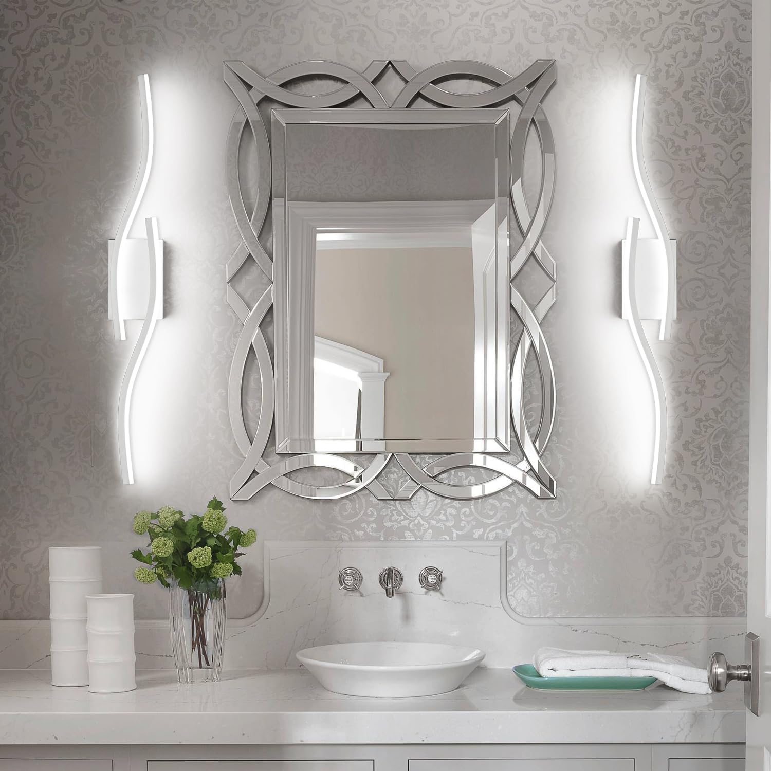 Presde 32In Dimmable Led Bathroom Light Fixtures Over Mirror,Modern Vanity Light For Bathroom,Brushed Nickel Bath Wall Mount Lig