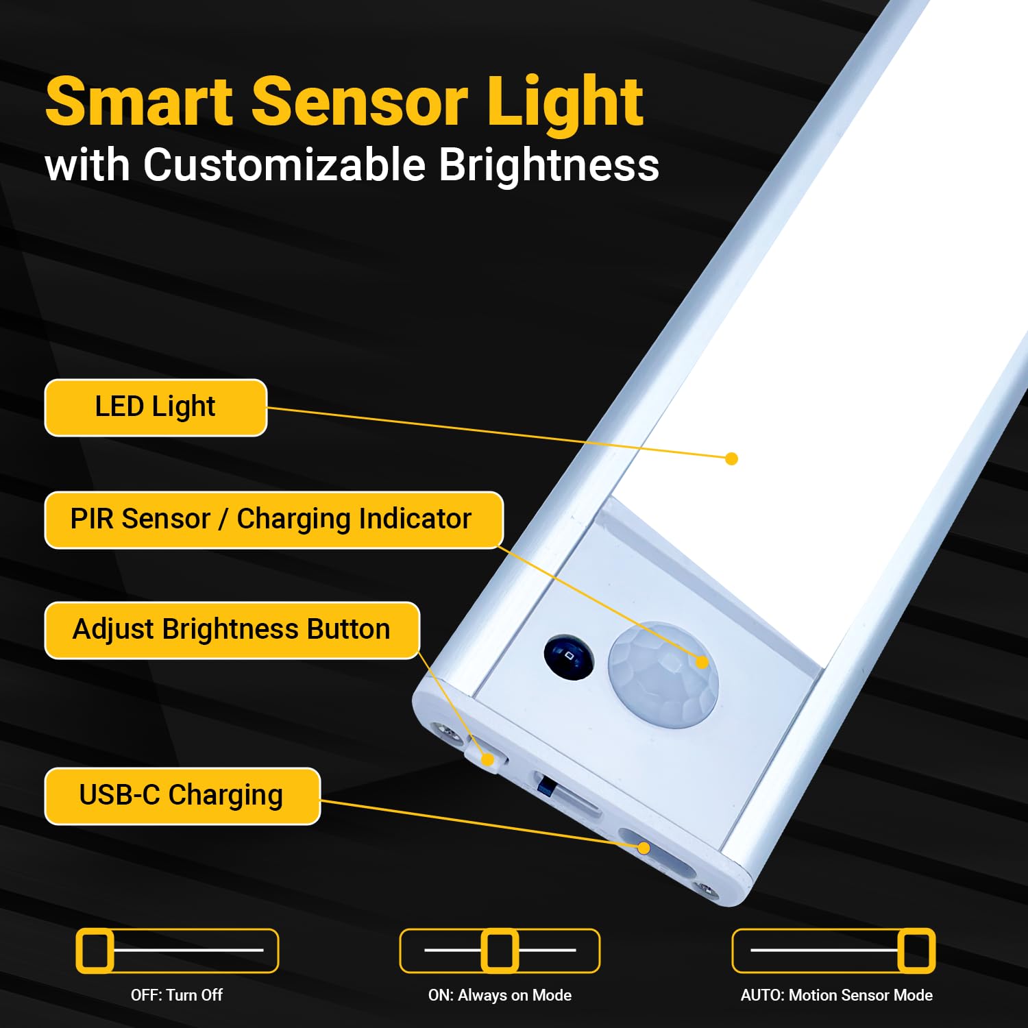 2 Pack Under Cabinet Lights 1500Mah, 40 Led Dimmable Closet Lights With 3 Adjustable Color Temperature, Rechargeable Battery Ope