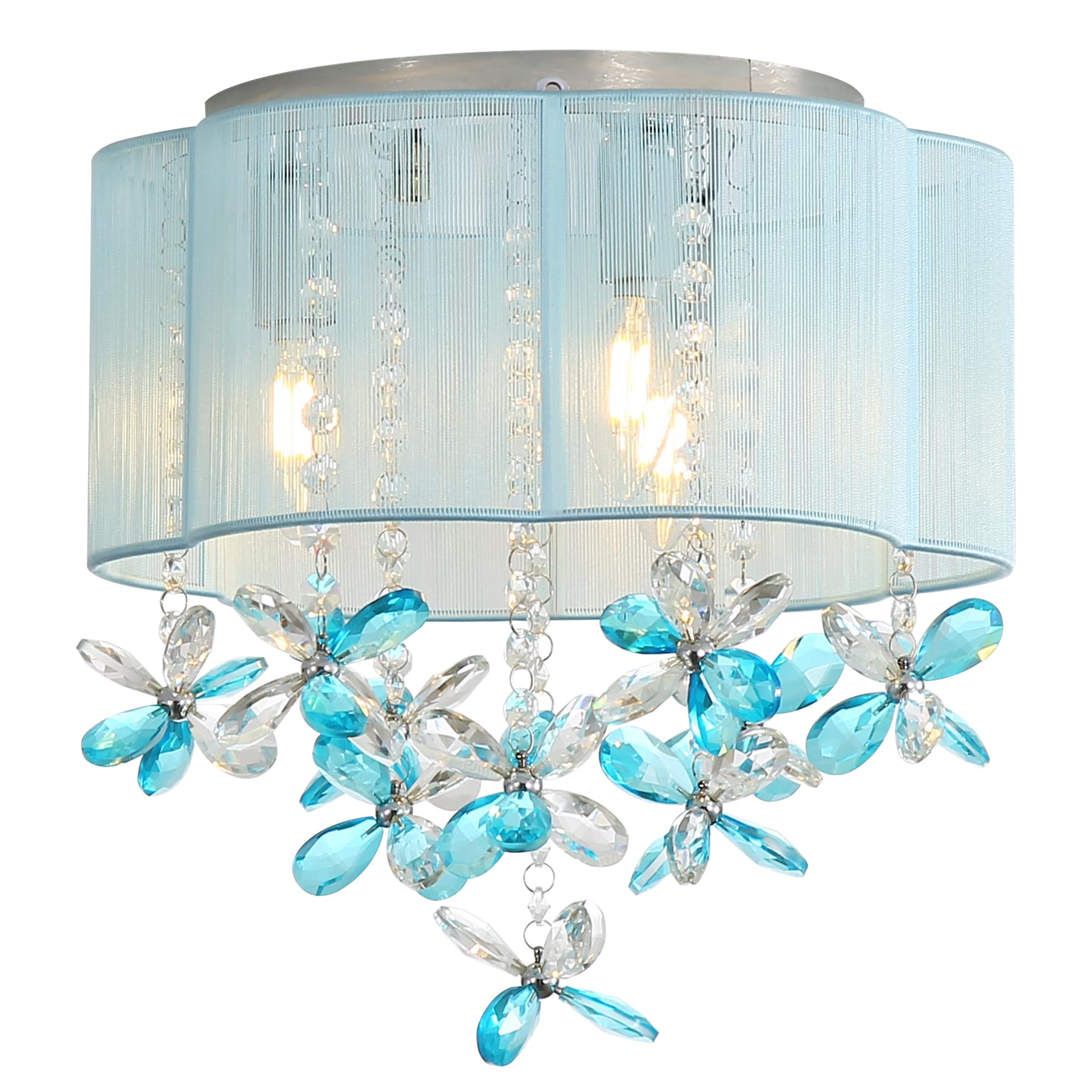 3 Light Bedroom Chandelier Ceiling Light Costal 13'' Small Crystal Chandelier Flush Mount Beach Vibe Light With Handmade Flower 
