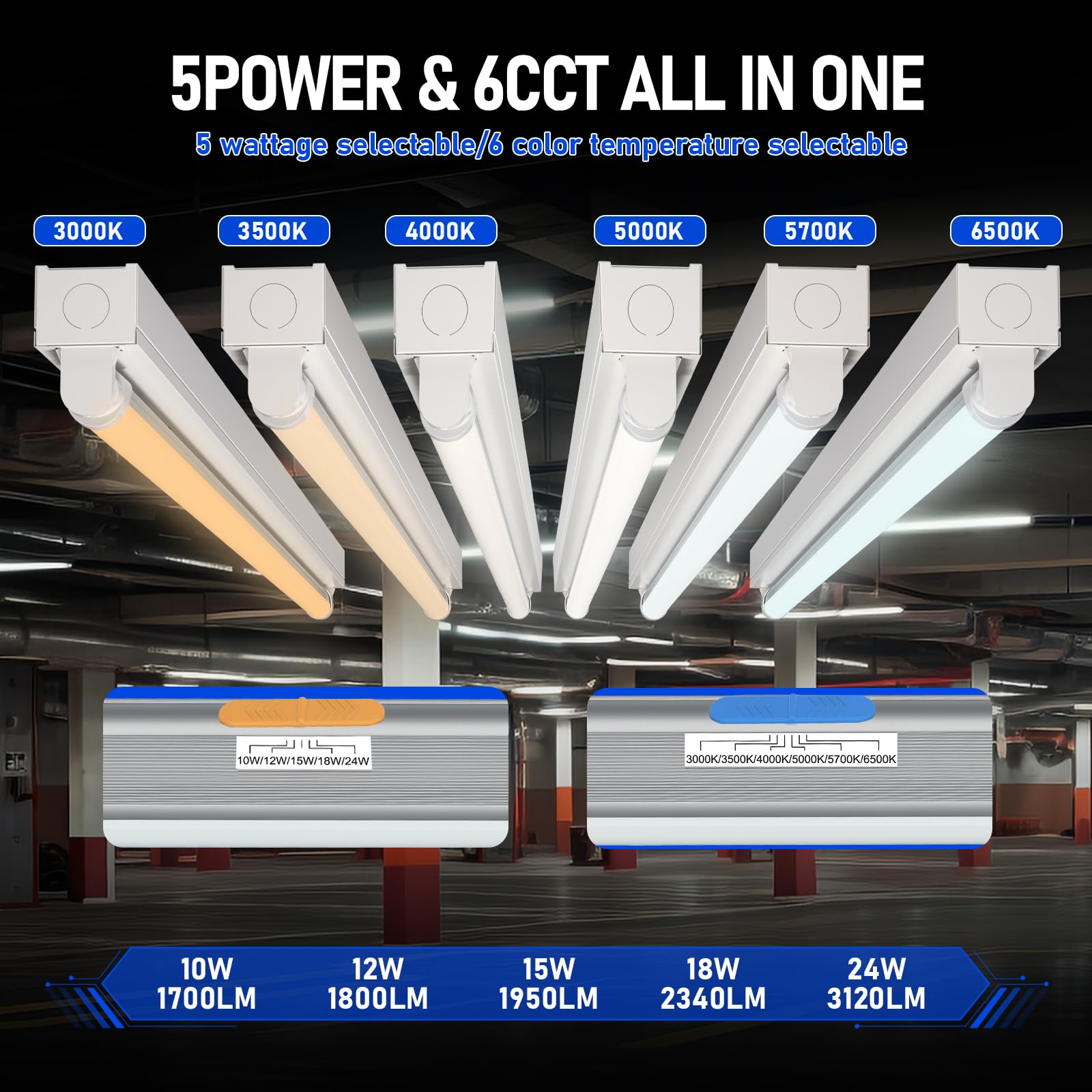T8 T12 Led Bulbs 4 Foot, 4Ft Tube Lights Type A+B Bulbs, 6Cct 3000K-6500K/5 Power(10W-24W) Selectable, T8/T12 4Ft Fluorescent Tu