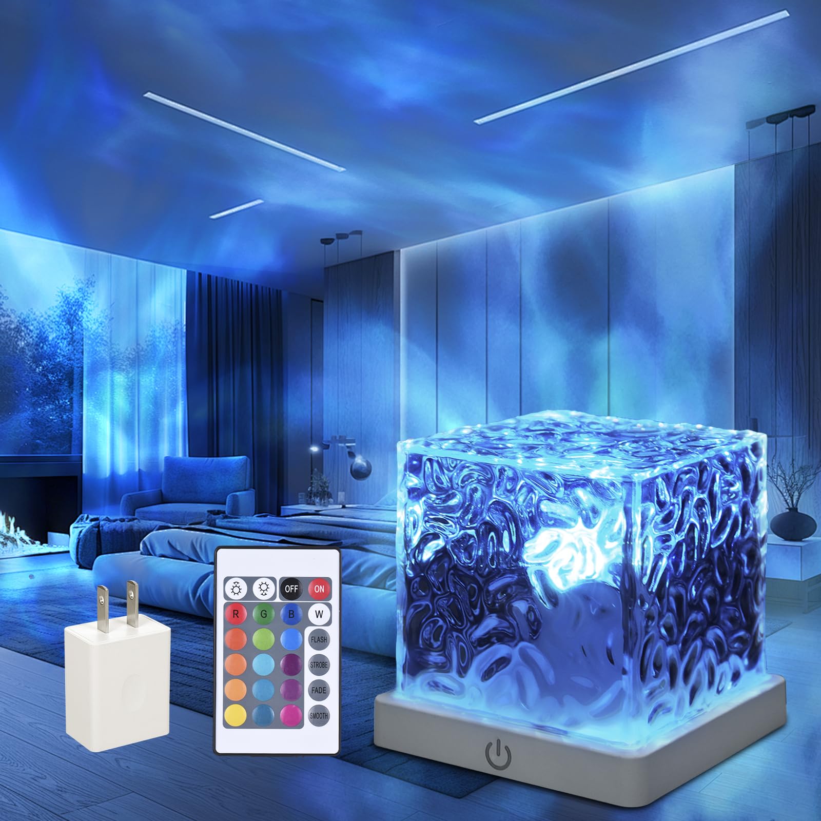 YYUJIALIANG Northern Lights Projector, 16 Colors Aurora Lamp with Remote, Acrylic, Multicolor, Model Northern Lights-1P