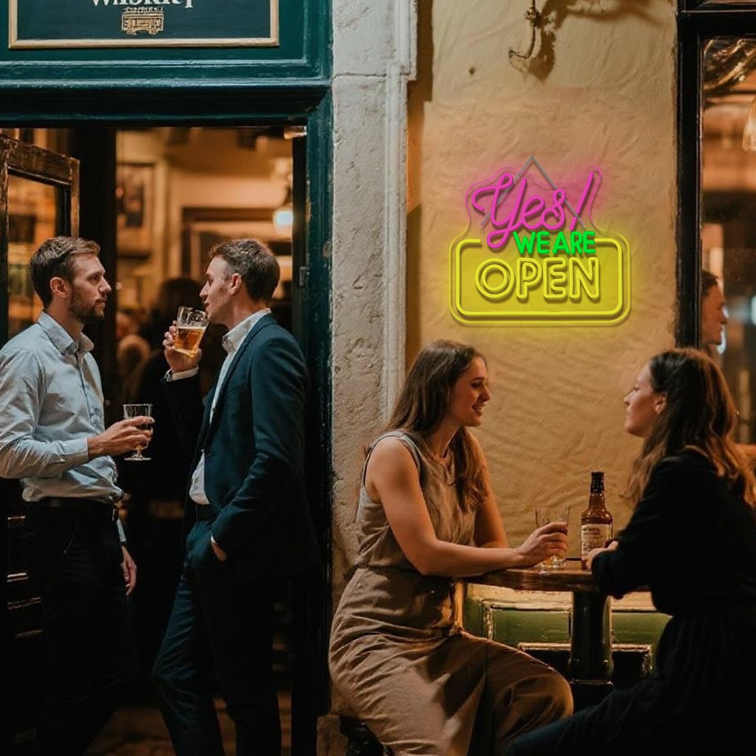 Ineonlife Open Neon Sign Light Up For Wall Decor Yes We Are Open Led Sign For Business Acrylic Decoration For Bar Coffee Shop Re