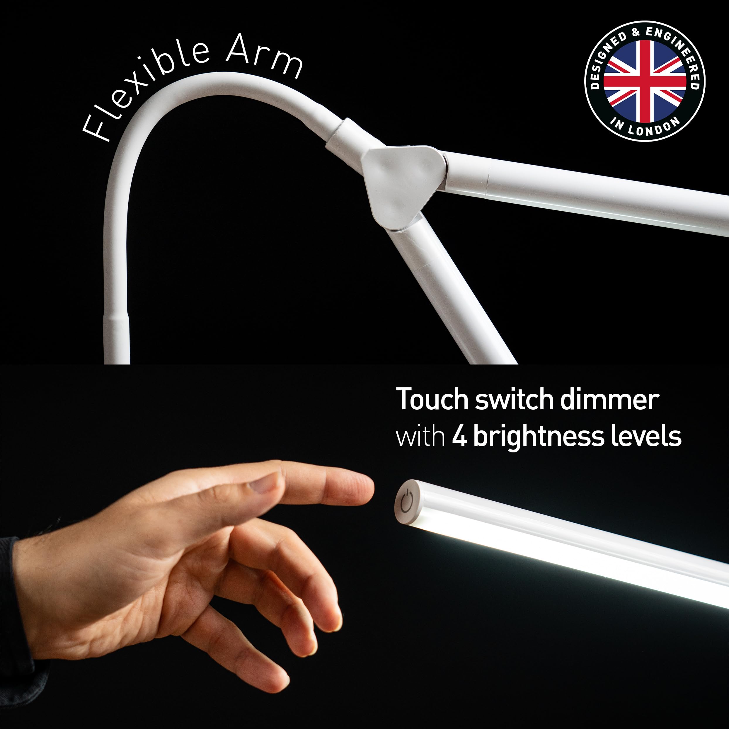 Daylight Duo Floor Lamp - LED Eye Care, Anti-Glare, 6000K, 13.5W, White, Model UN1530