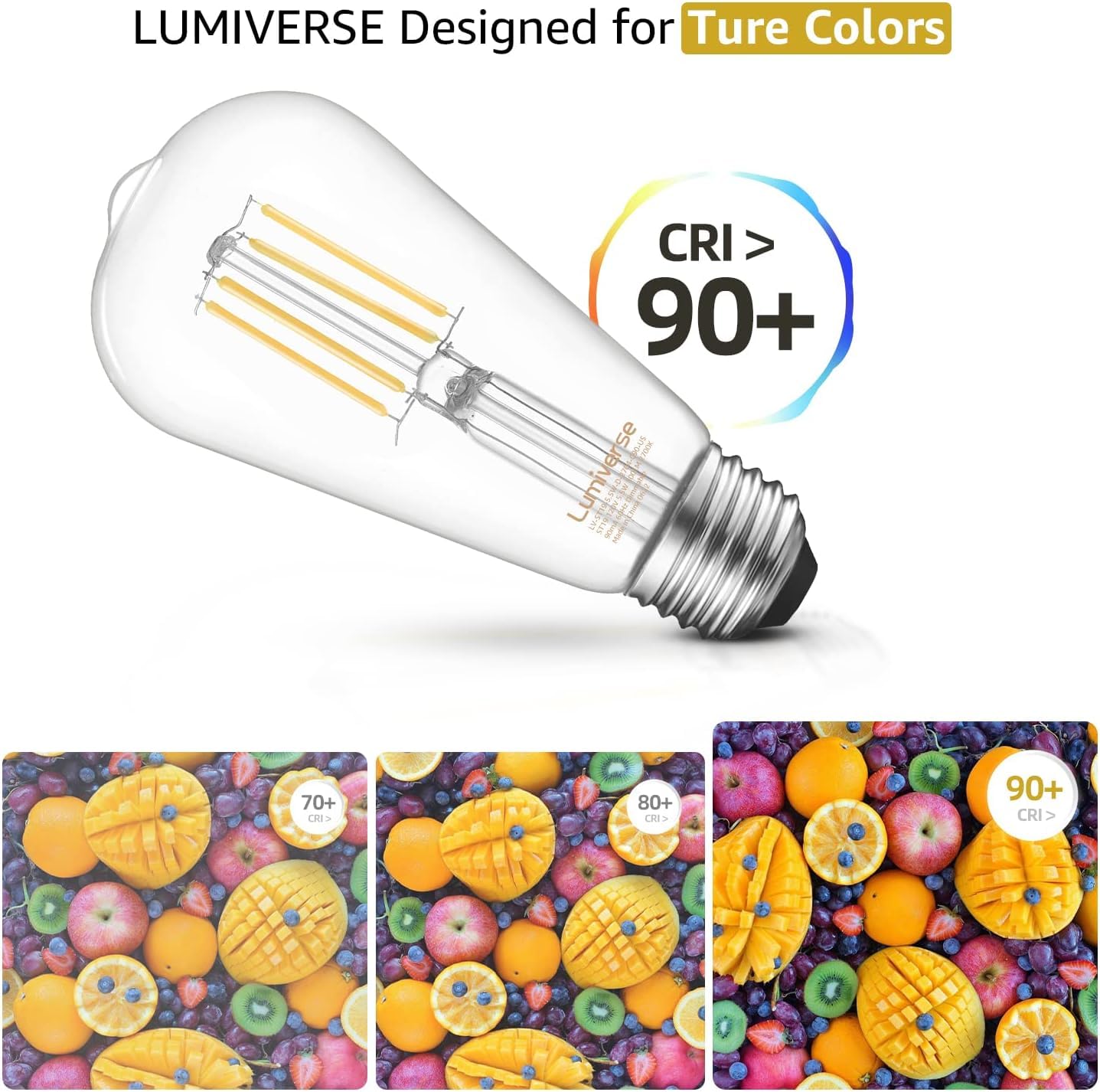 16 Pack St19 Dimmable Led Edison Bulb, 5.5W (60W Equivalent), 500Lm, Cri 95+, 2700K Soft White, E26 Medium Base, Vintage Filamen