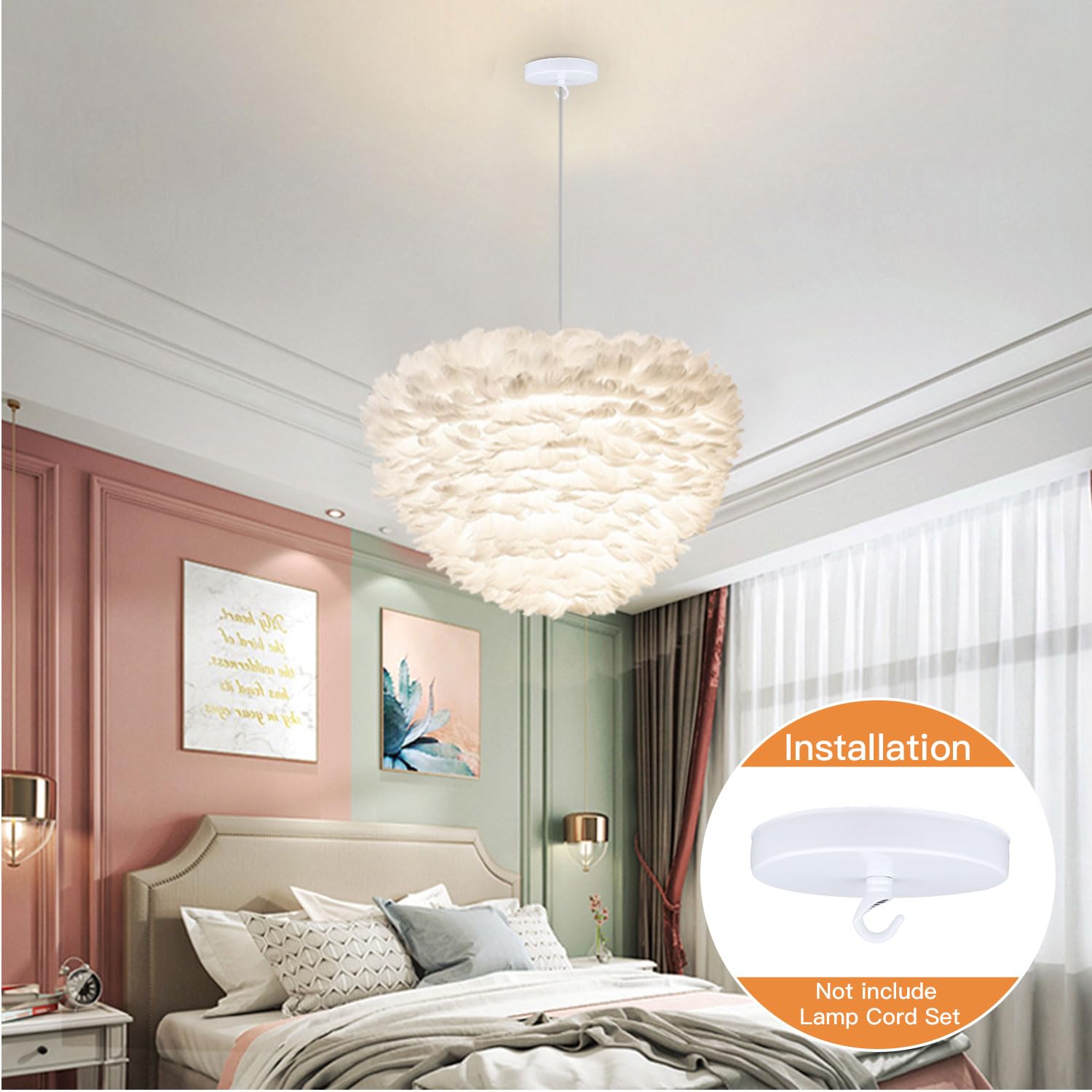 Helunsi Ceiling Canopy Kit - 4-3/4" White Aluminum Chandelier Plate, Rated 20lbs, Includes Hook, Pack of 1